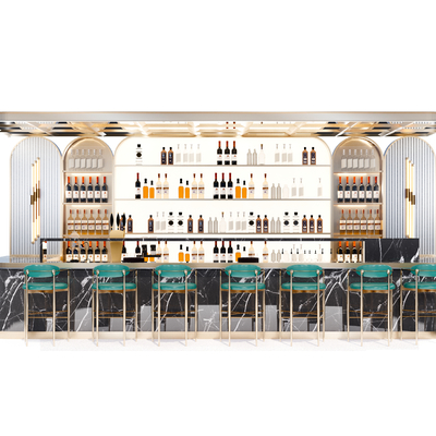  现代酒吧吧台su模型 