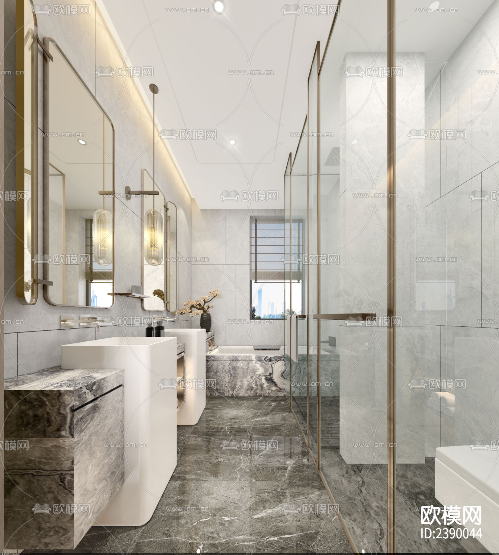 大平层豪宅CAD施工图下载（渲染图3）