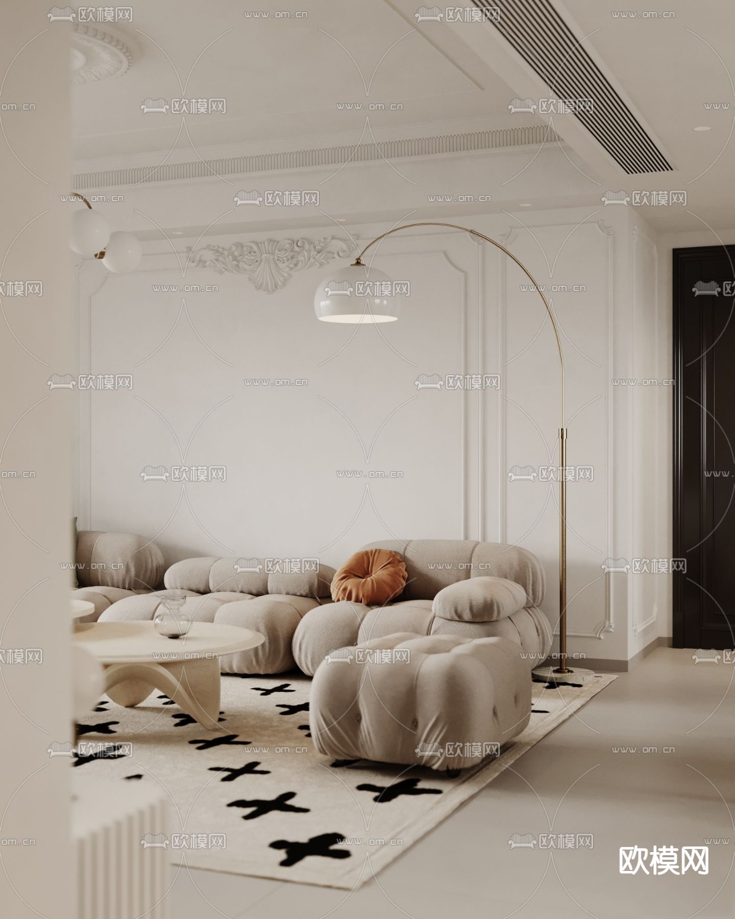 法式客厅 餐厅3d模型下载（渲染图3）