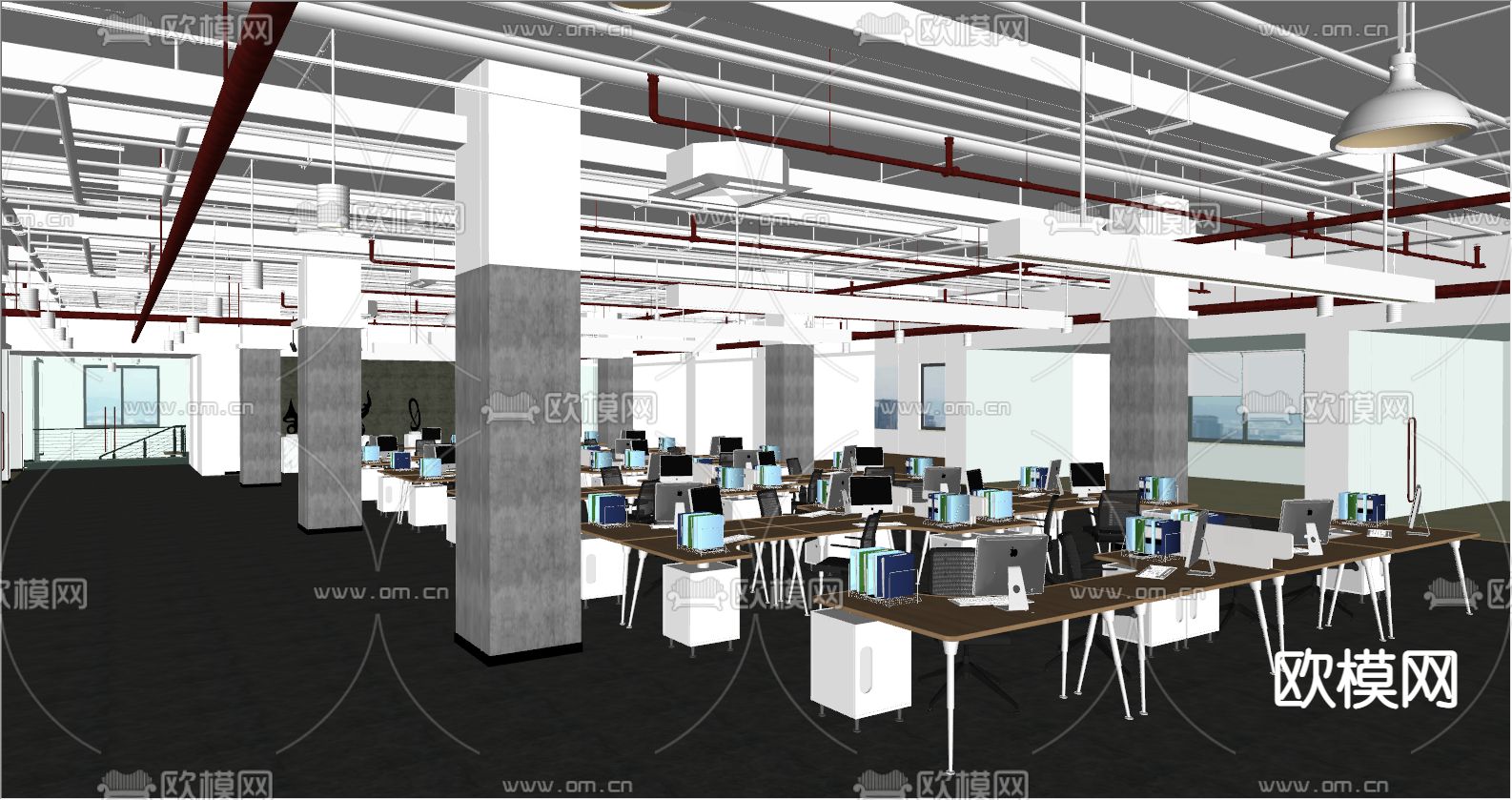 现代办公区su模型下载（渲染图4）