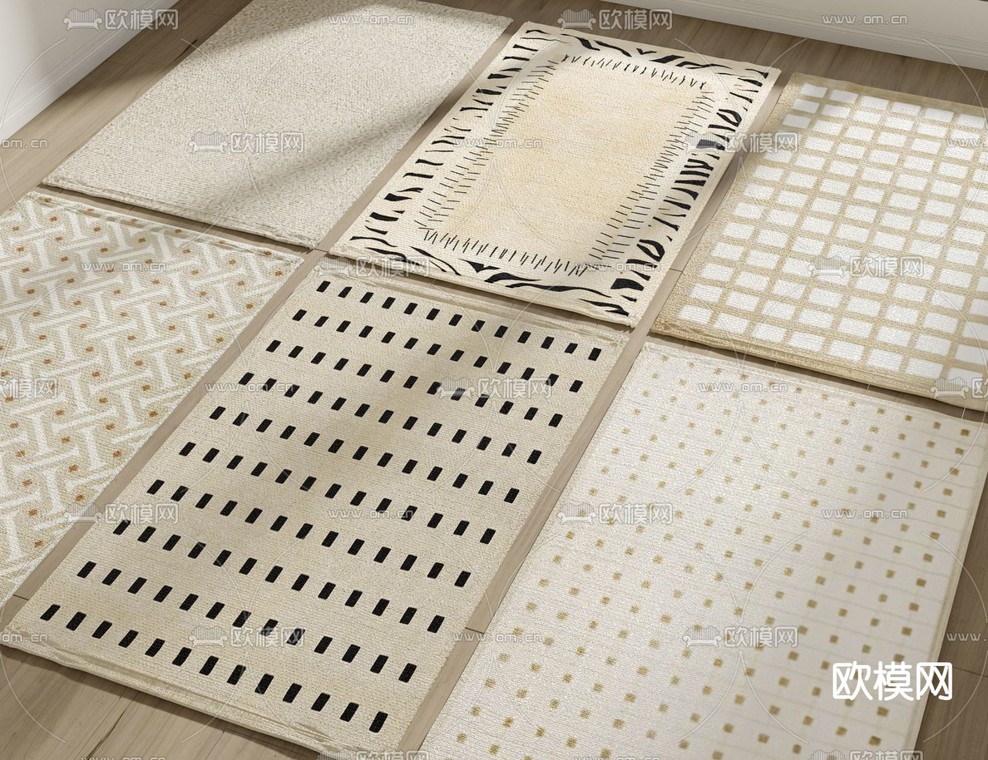 法式地毯 方毯3d模型