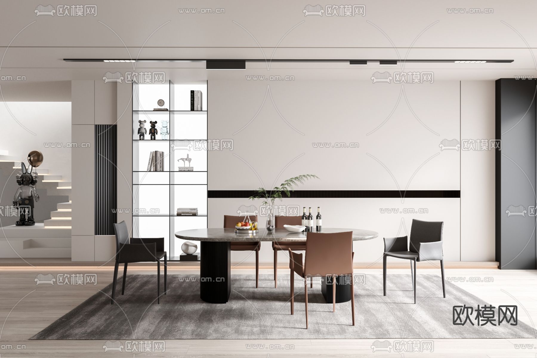 现代餐厅3d模型下载