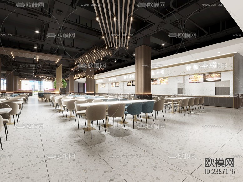 學(xué)校食堂CAD施工圖下載(渲染圖4)