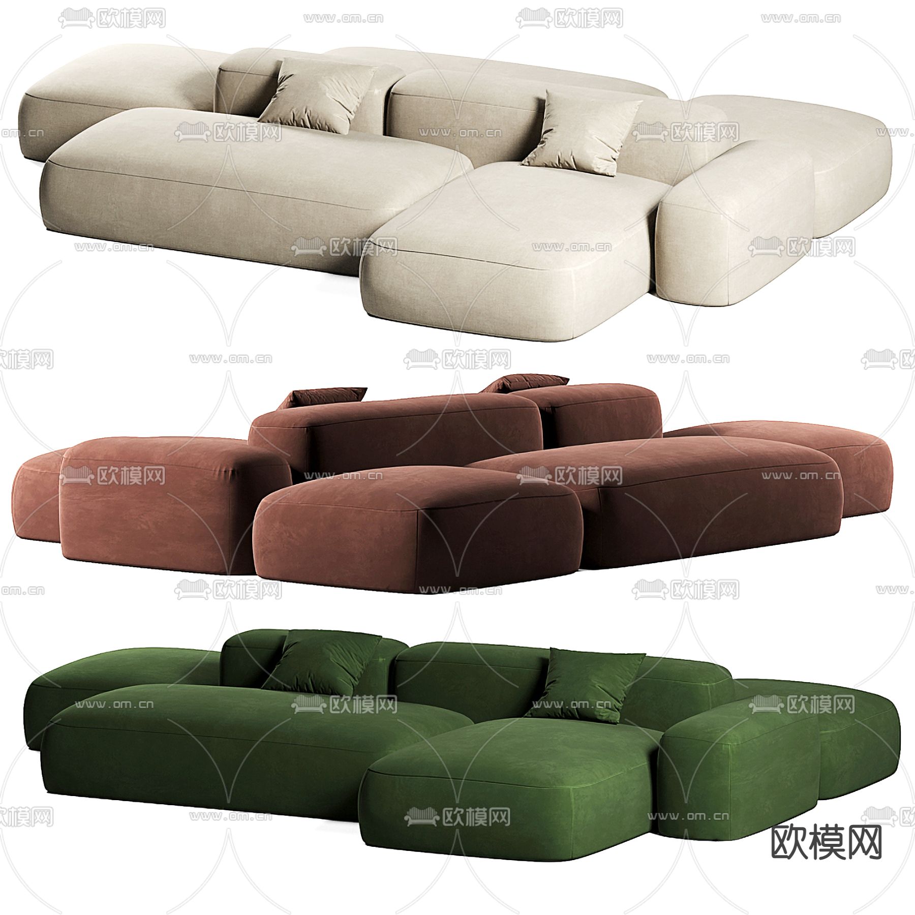 SABA 模块沙发 软体沙发3d模型下载