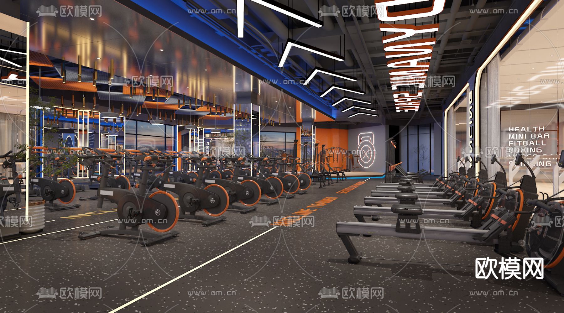 现代健身房3d模型下载（渲染图3）