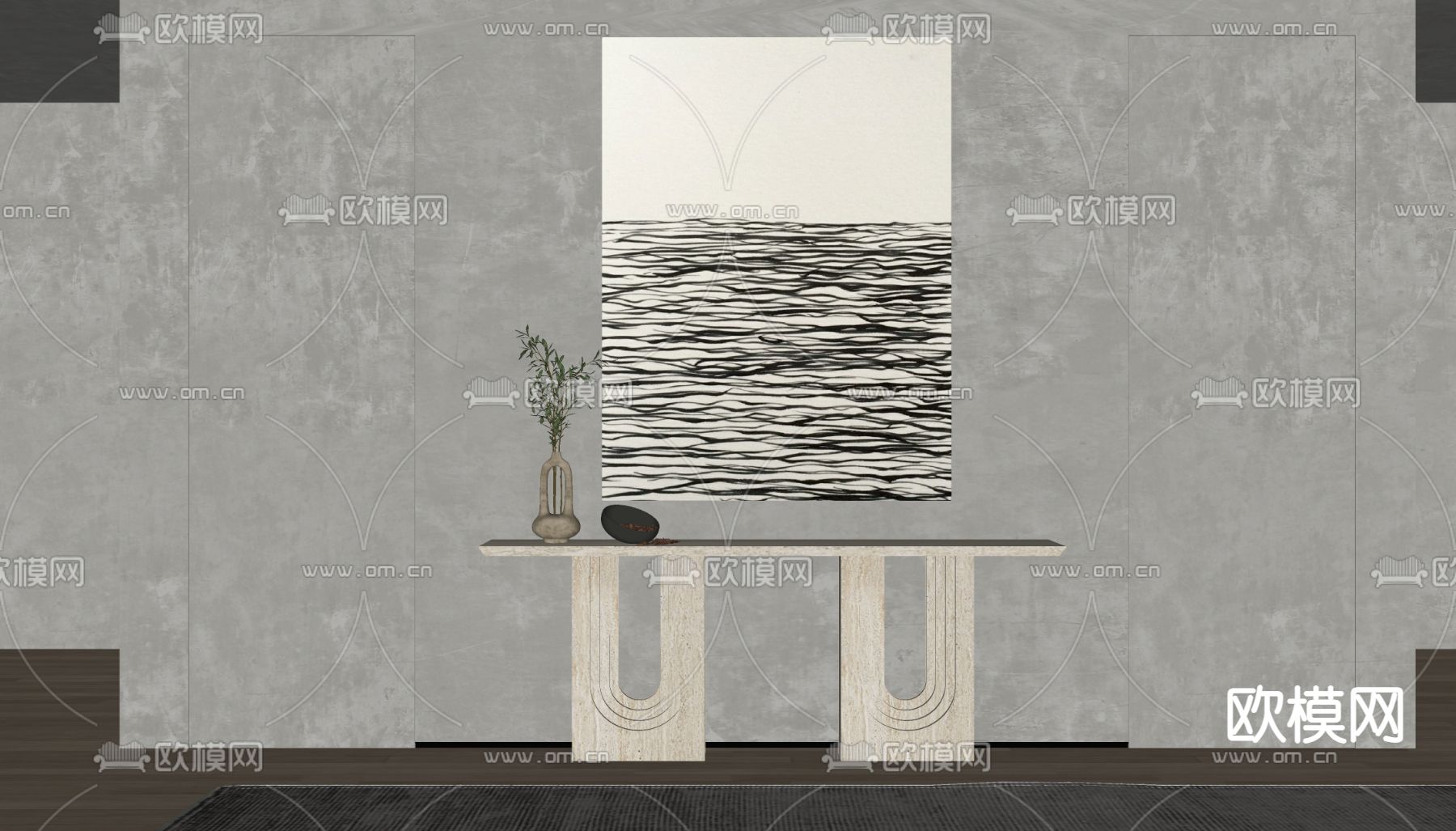 现代抽象画 挂画 装饰画su模型