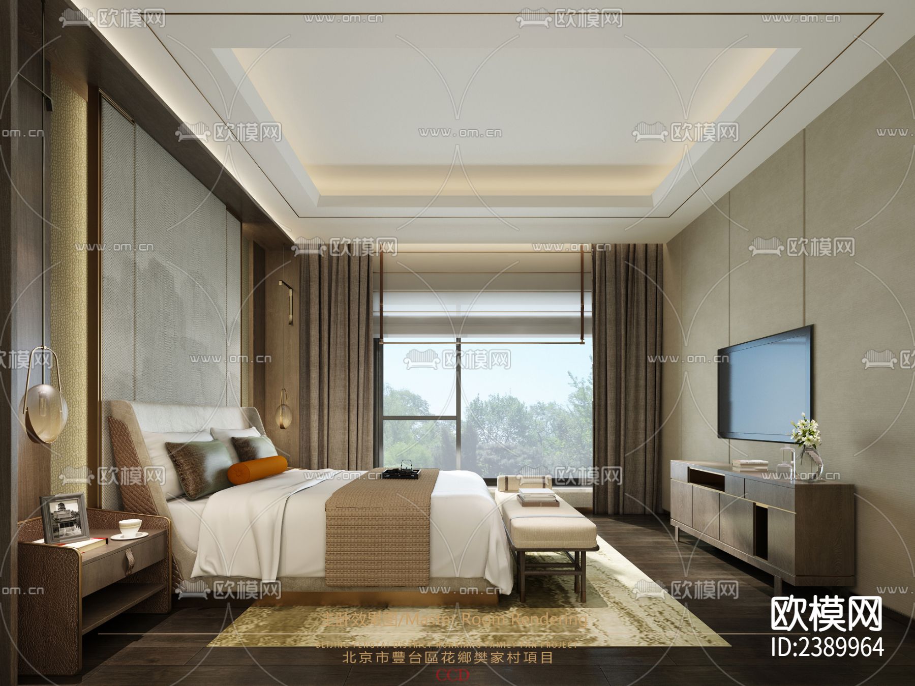 轻奢大平层样板间CAD施工图下载（渲染图3）