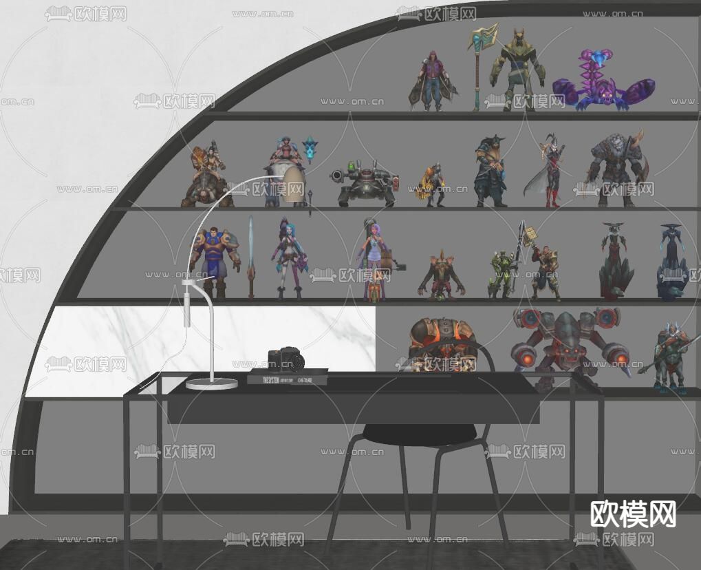 英雄联盟英雄群像潮玩 手办su模型下载（渲染图2）