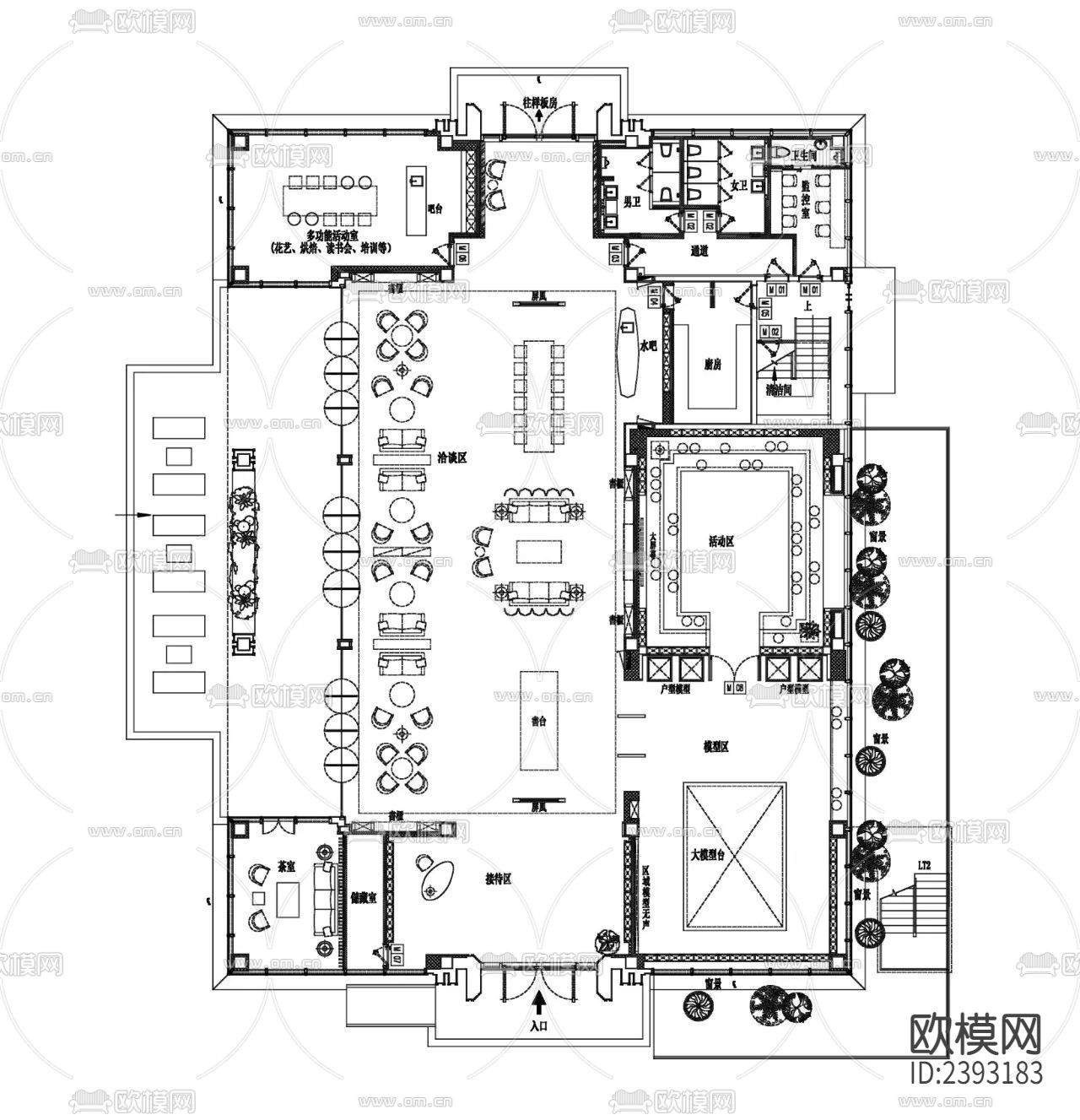 售楼处样板间CAD施工图下载（渲染图7）
