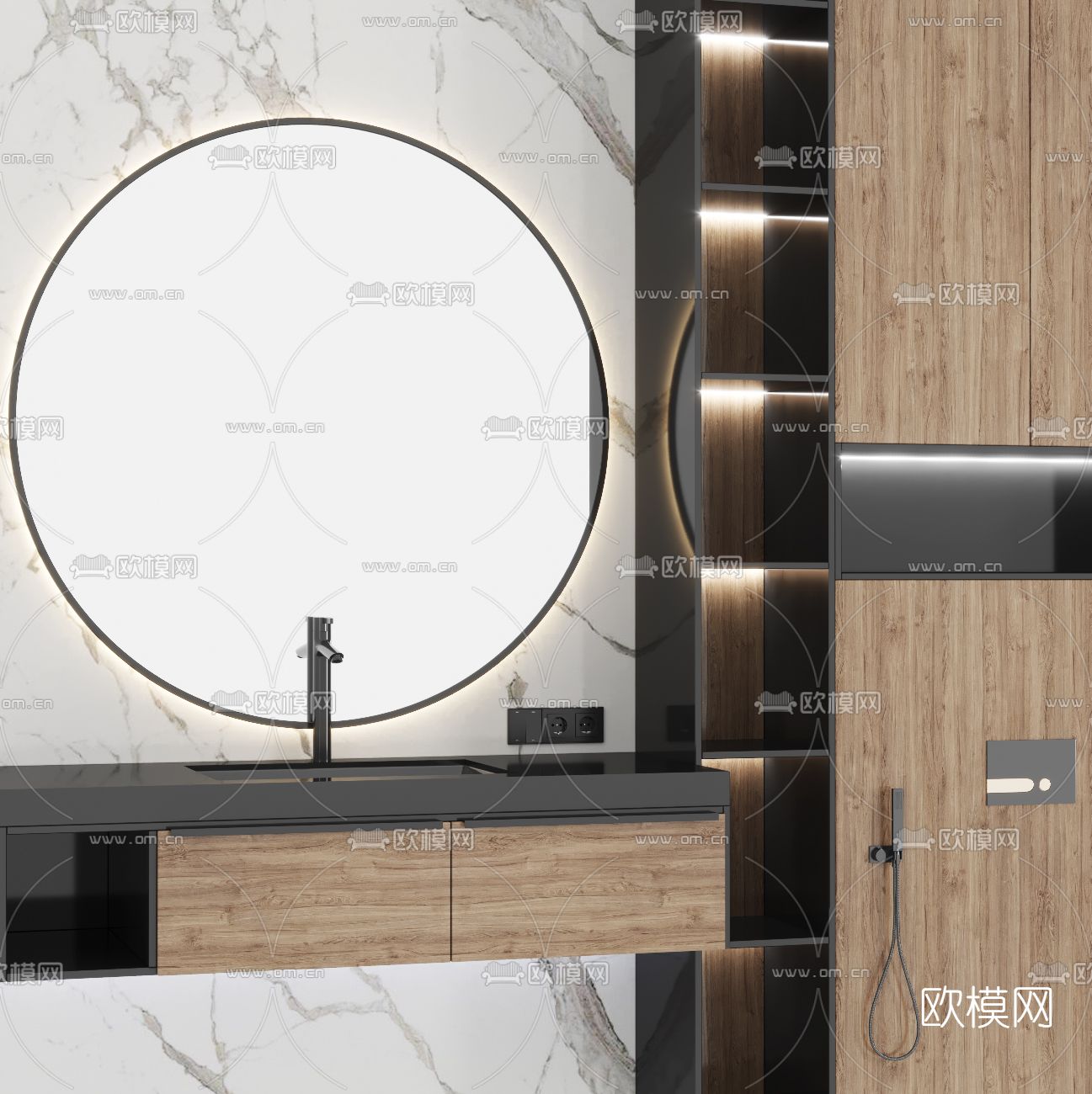 现代洗手台 浴室柜3d模型下载（渲染图2）