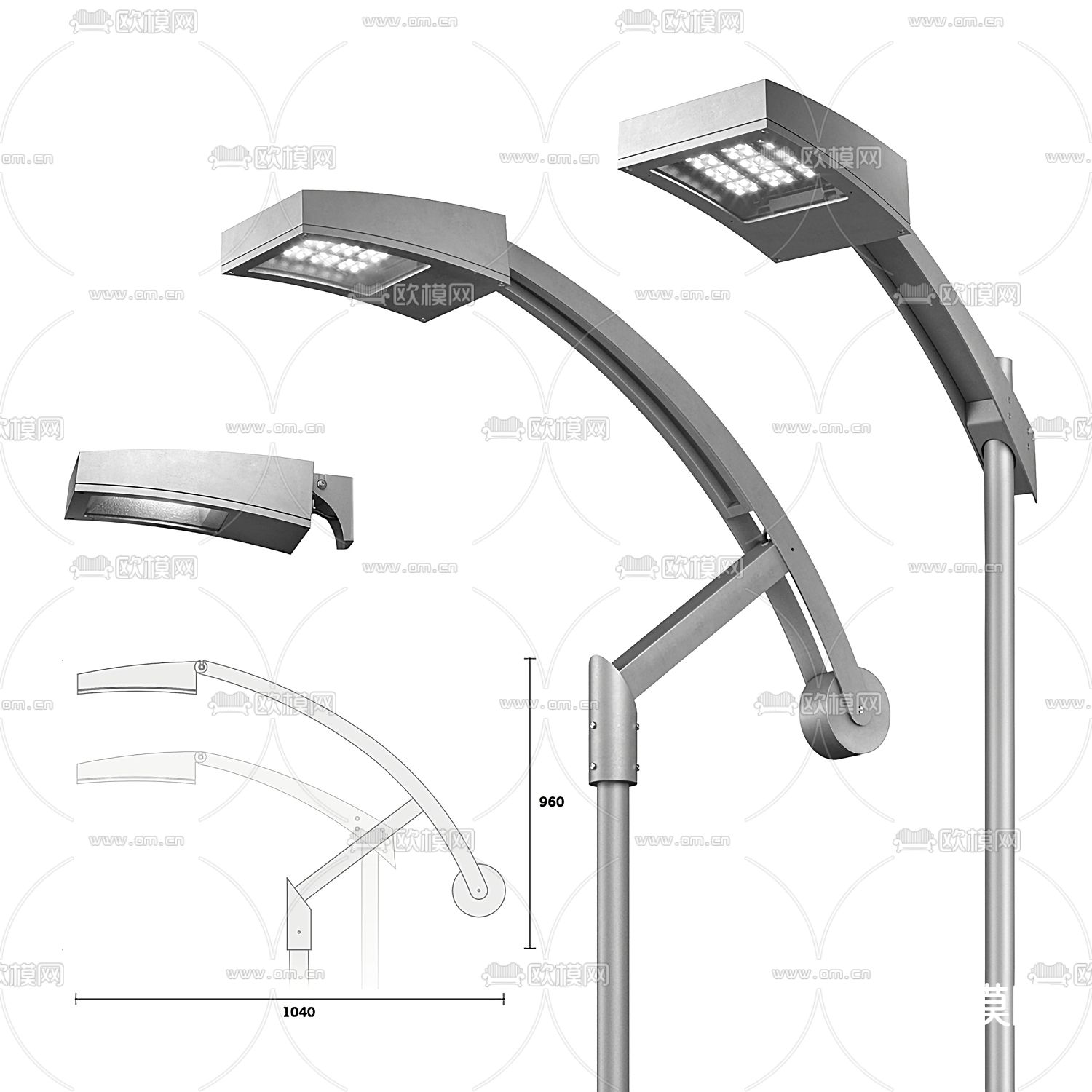现代路灯 街灯3d模型下载（渲染图2）