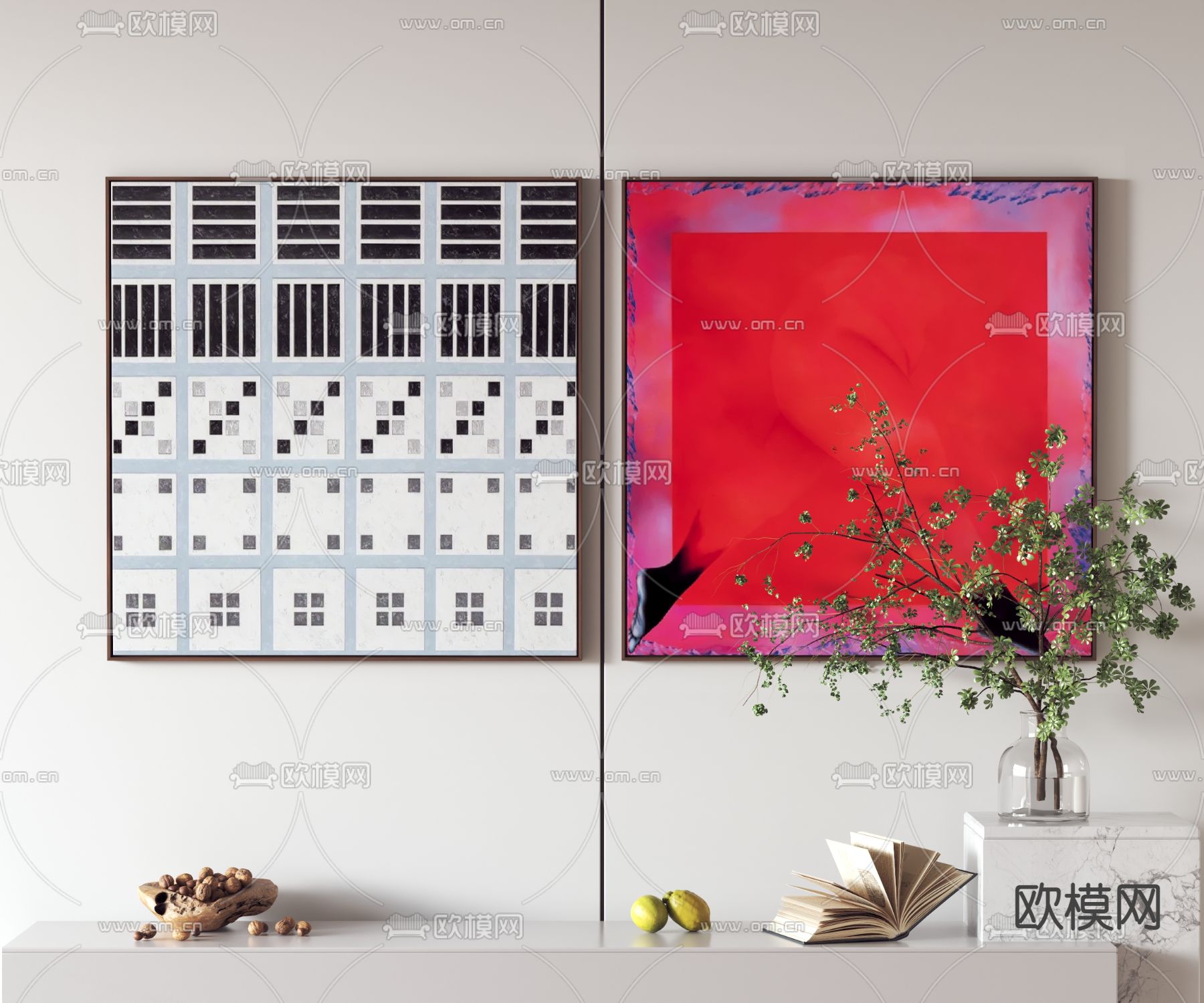 孟菲斯风 抽象装饰画3d模型下载