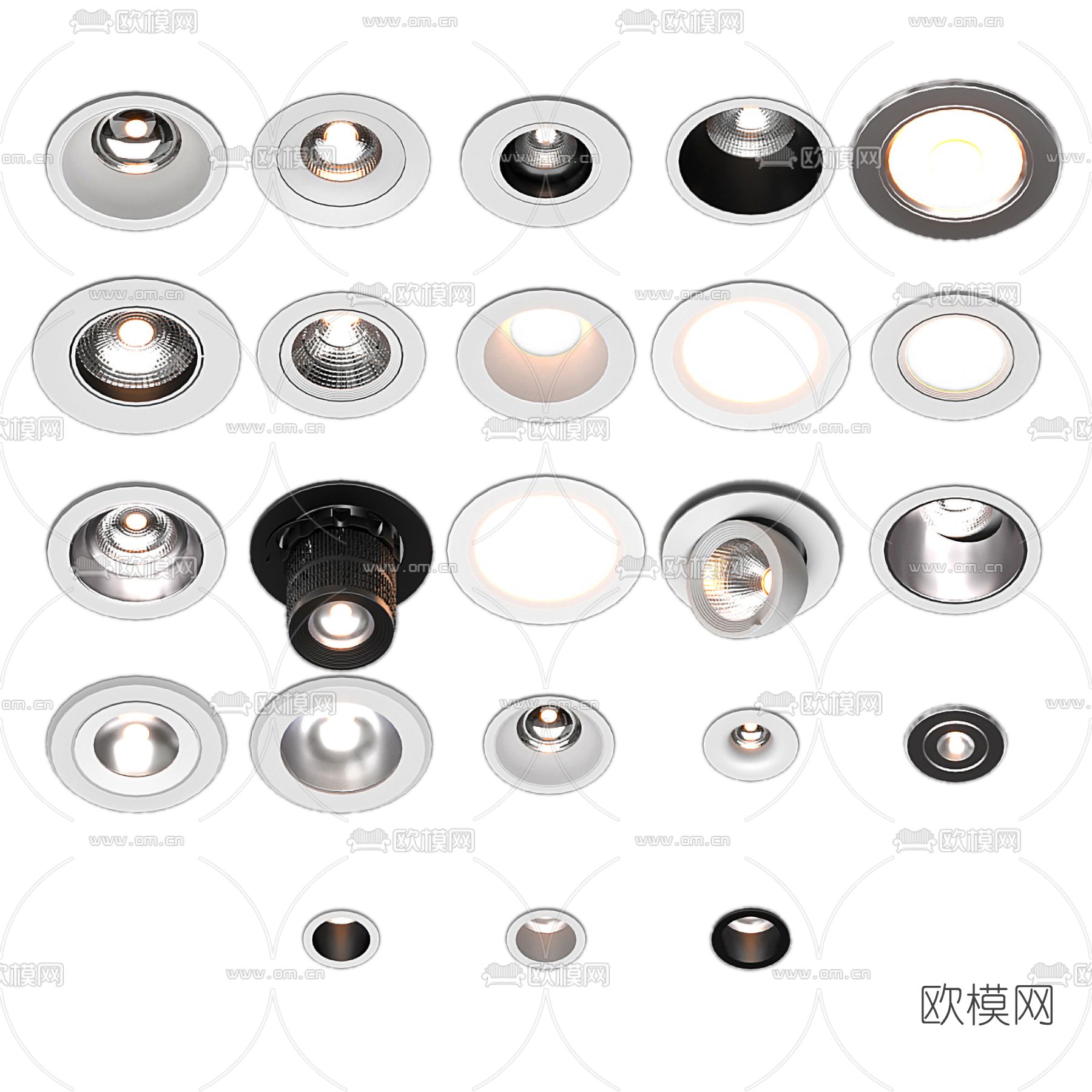 现代筒灯射灯3d模型下载（渲染图1）