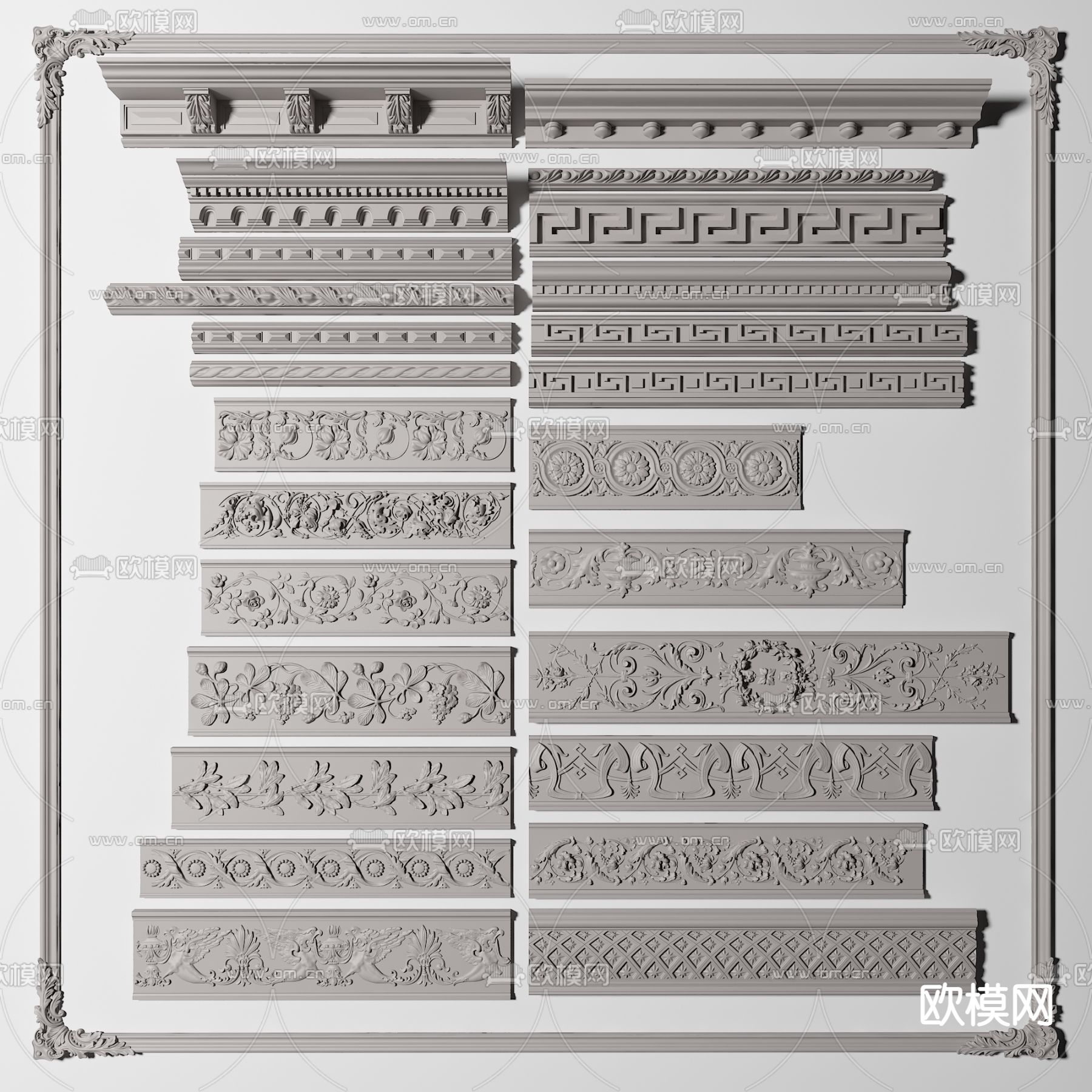 欧式古典石膏线条3d模型