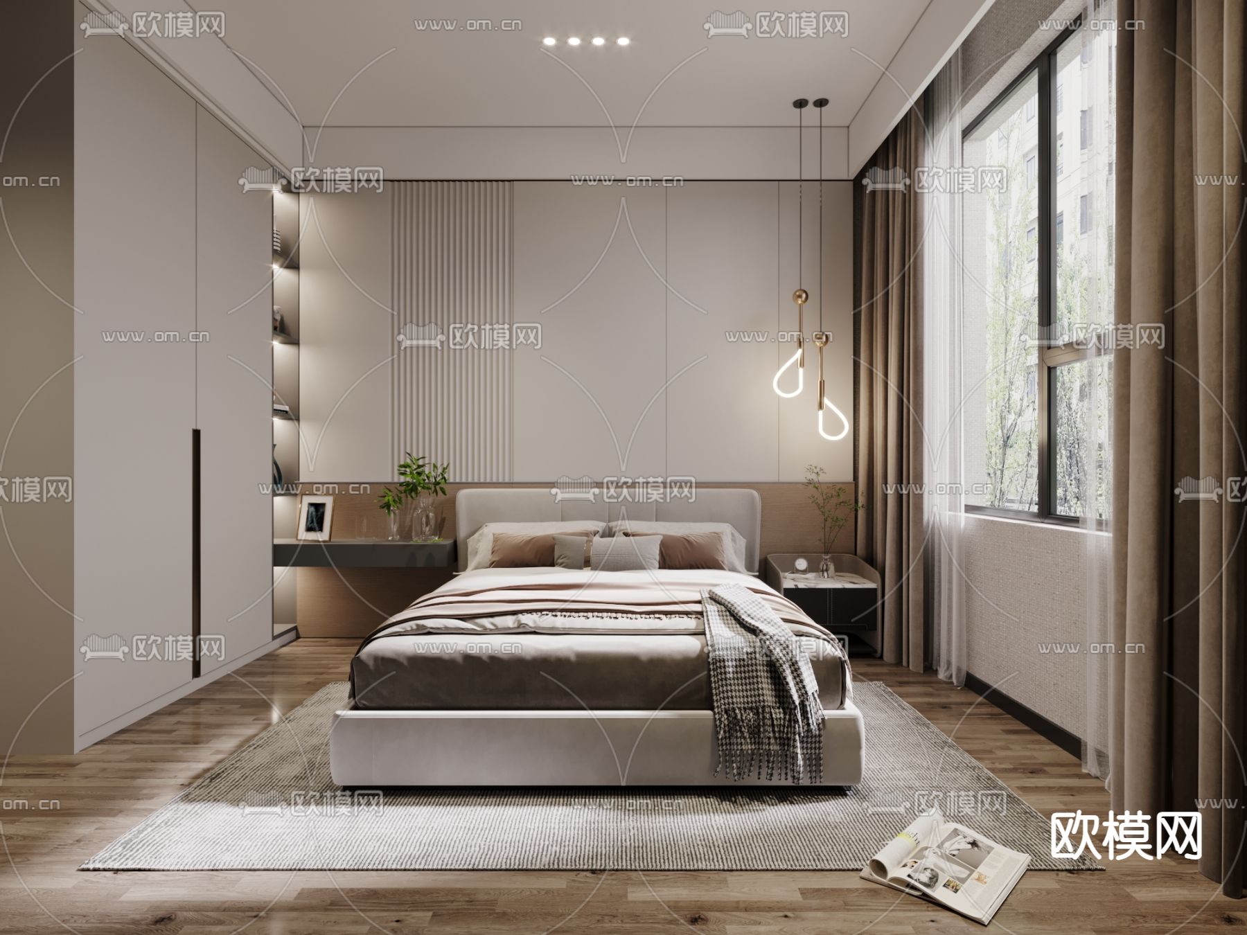 现代卧室 次卧3d模型下载