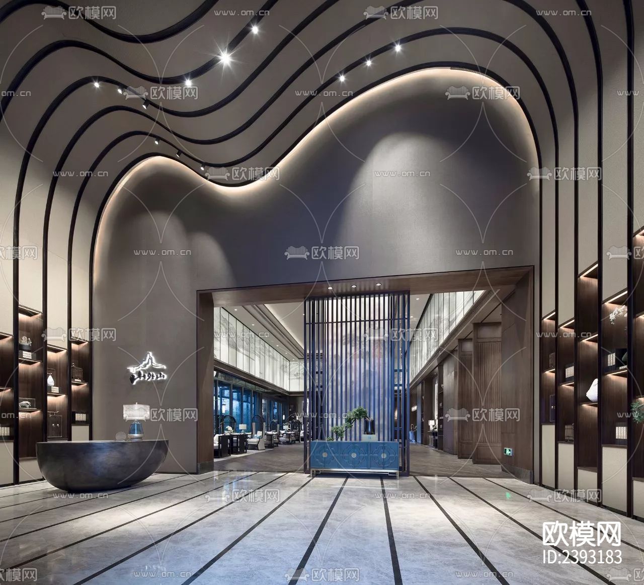 售楼处样板间CAD施工图下载（渲染图4）