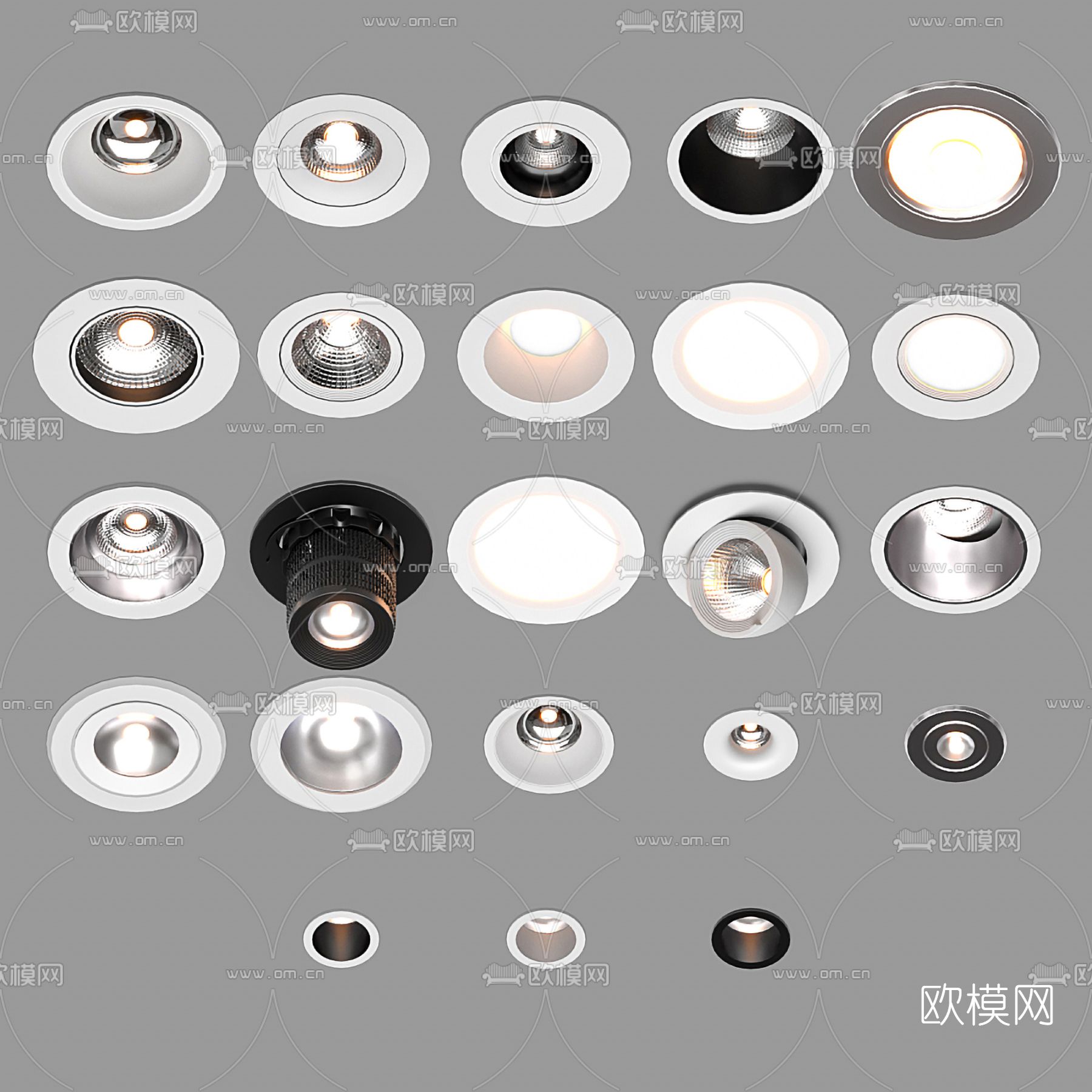 现代筒灯射灯3d模型下载（渲染图2）