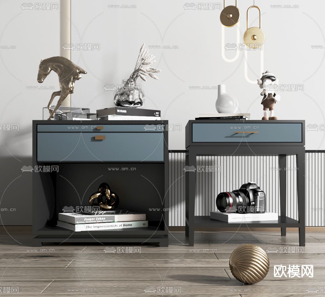 现代床头柜3d模型下载