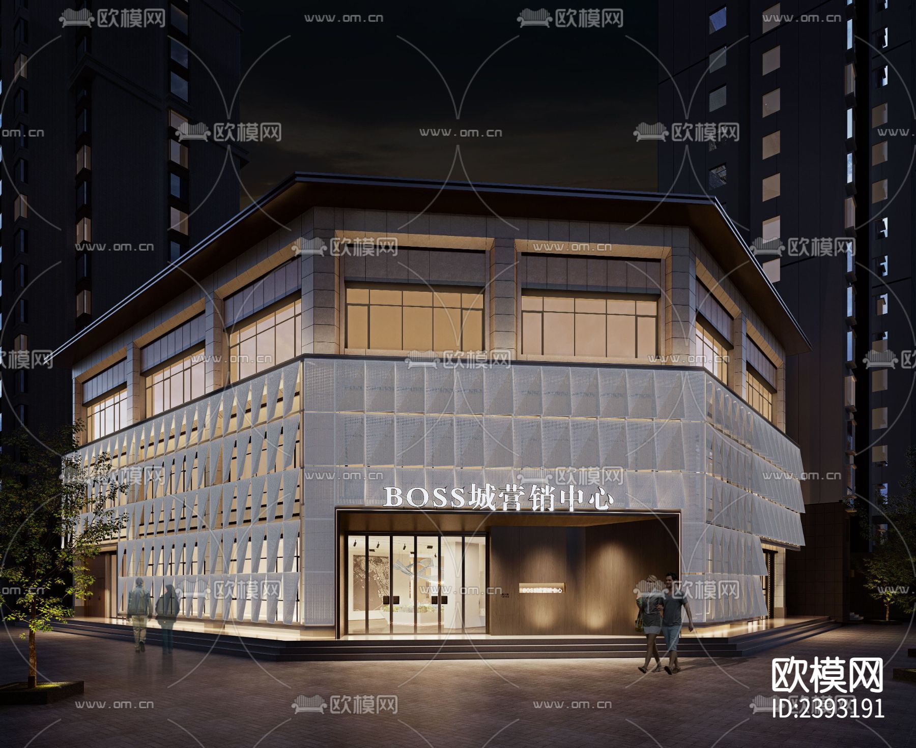 售楼处样板间CAD施工图下载（渲染图1）