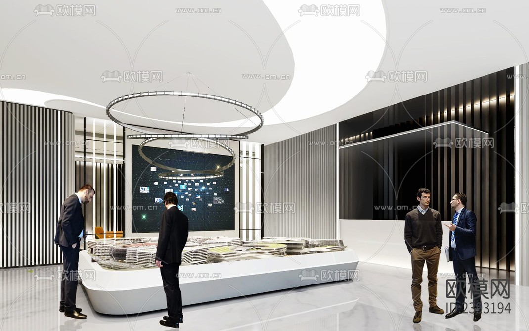 售楼处样板间CAD施工图-免费3dmax模型库-欧模网