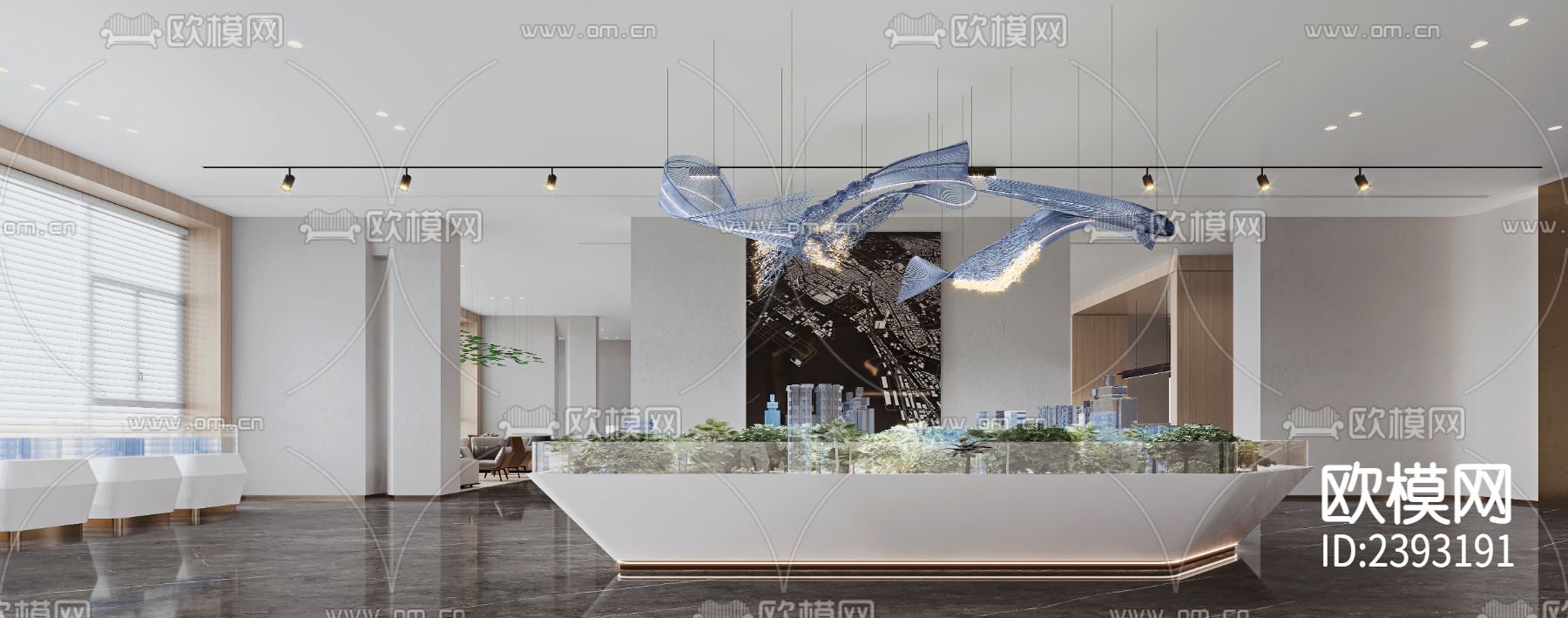 售楼处样板间CAD施工图下载（渲染图2）