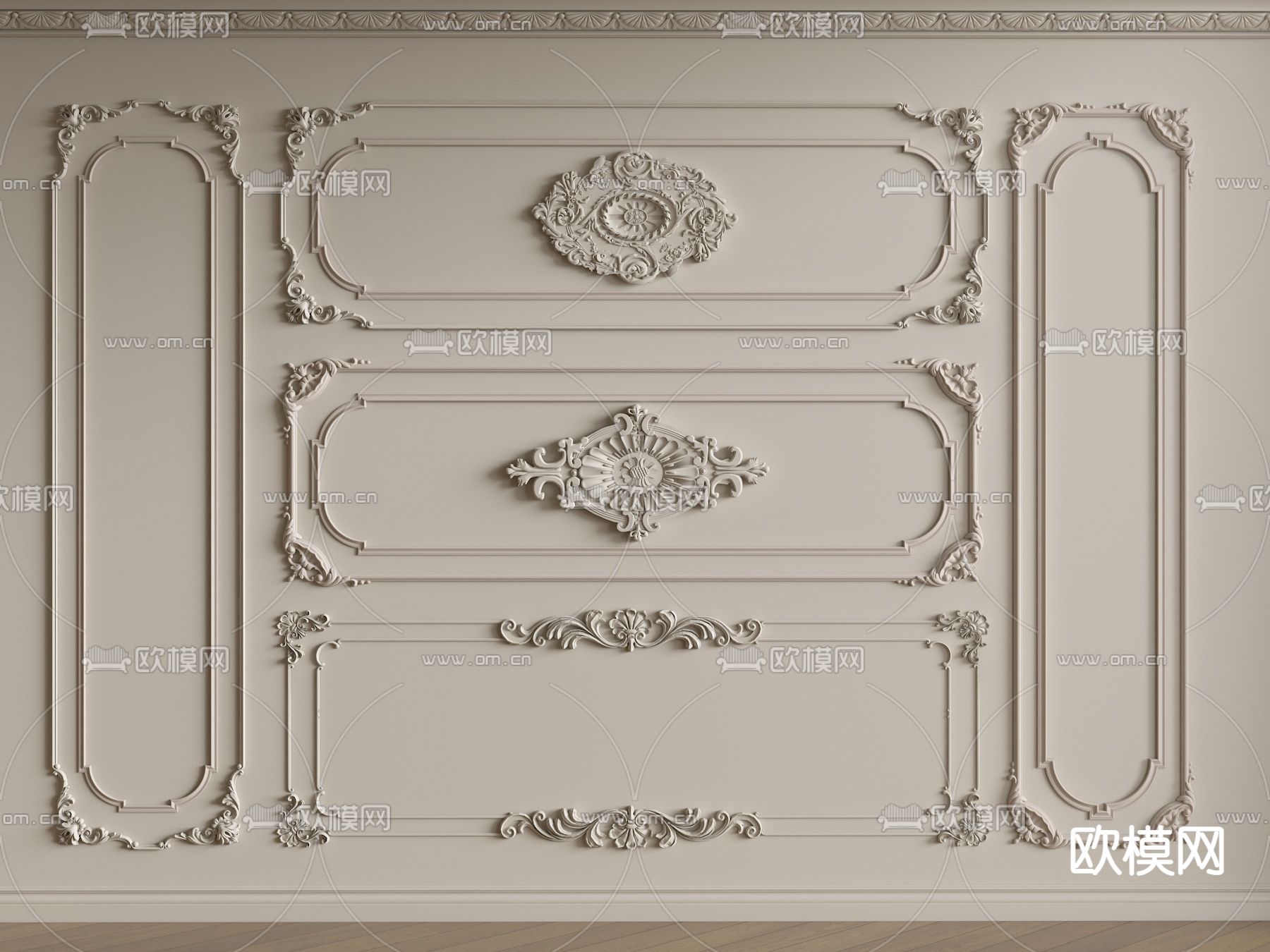 法式雕花石膏线条3d模型