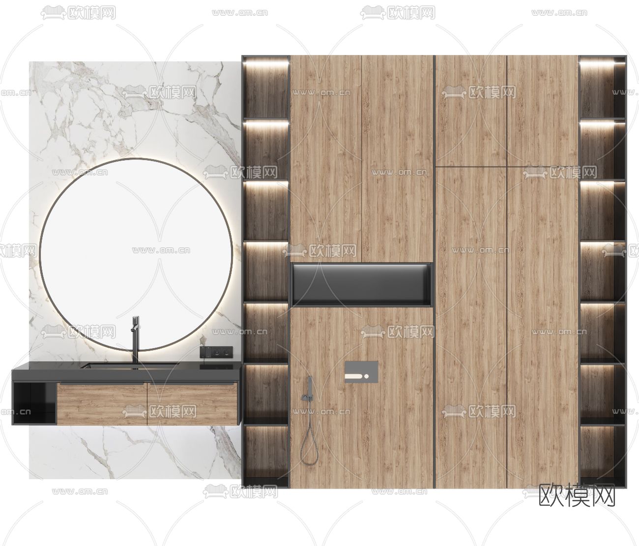 现代洗手台 浴室柜3d模型下载（渲染图1）