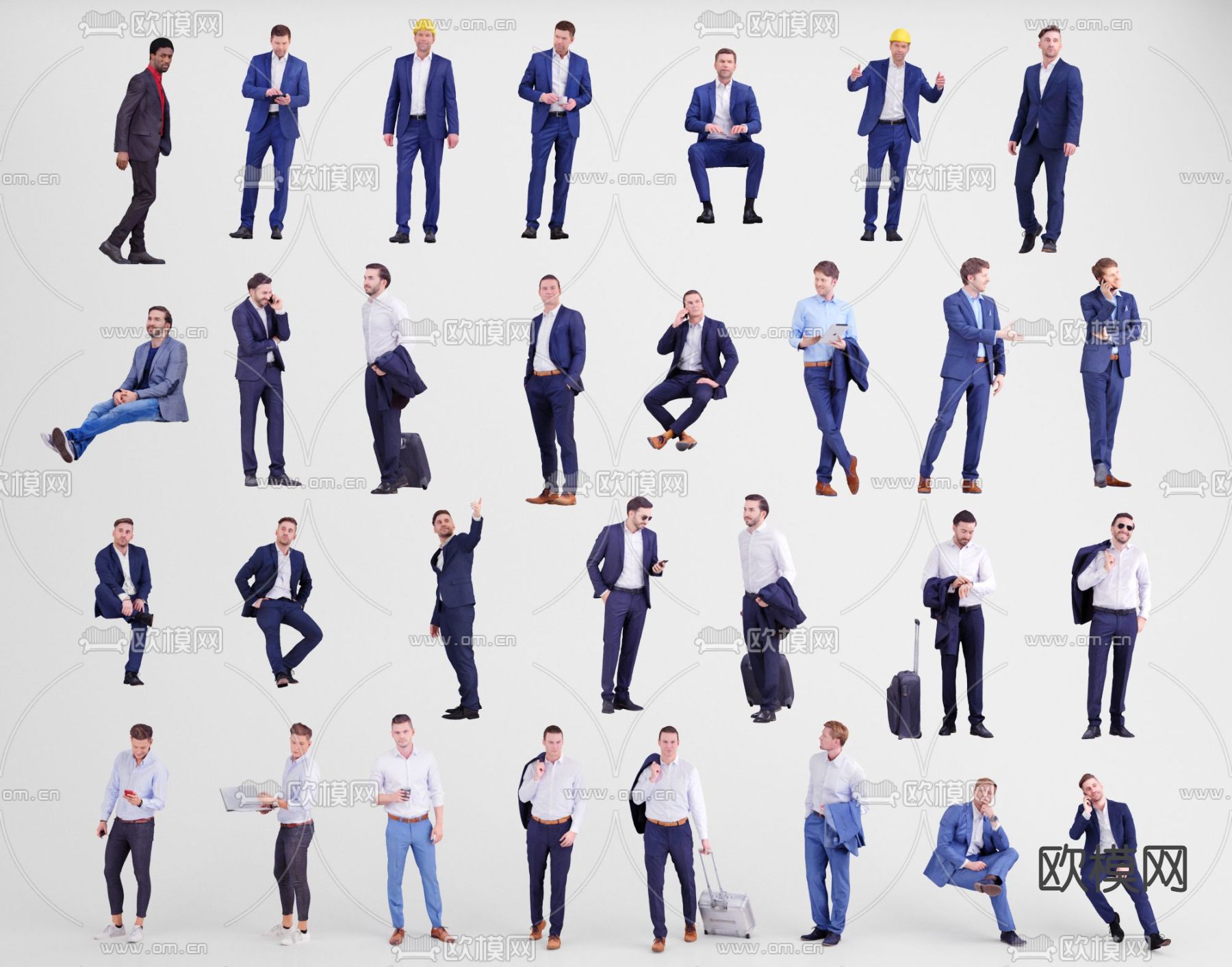 商务男士 站姿人物3d模型下载