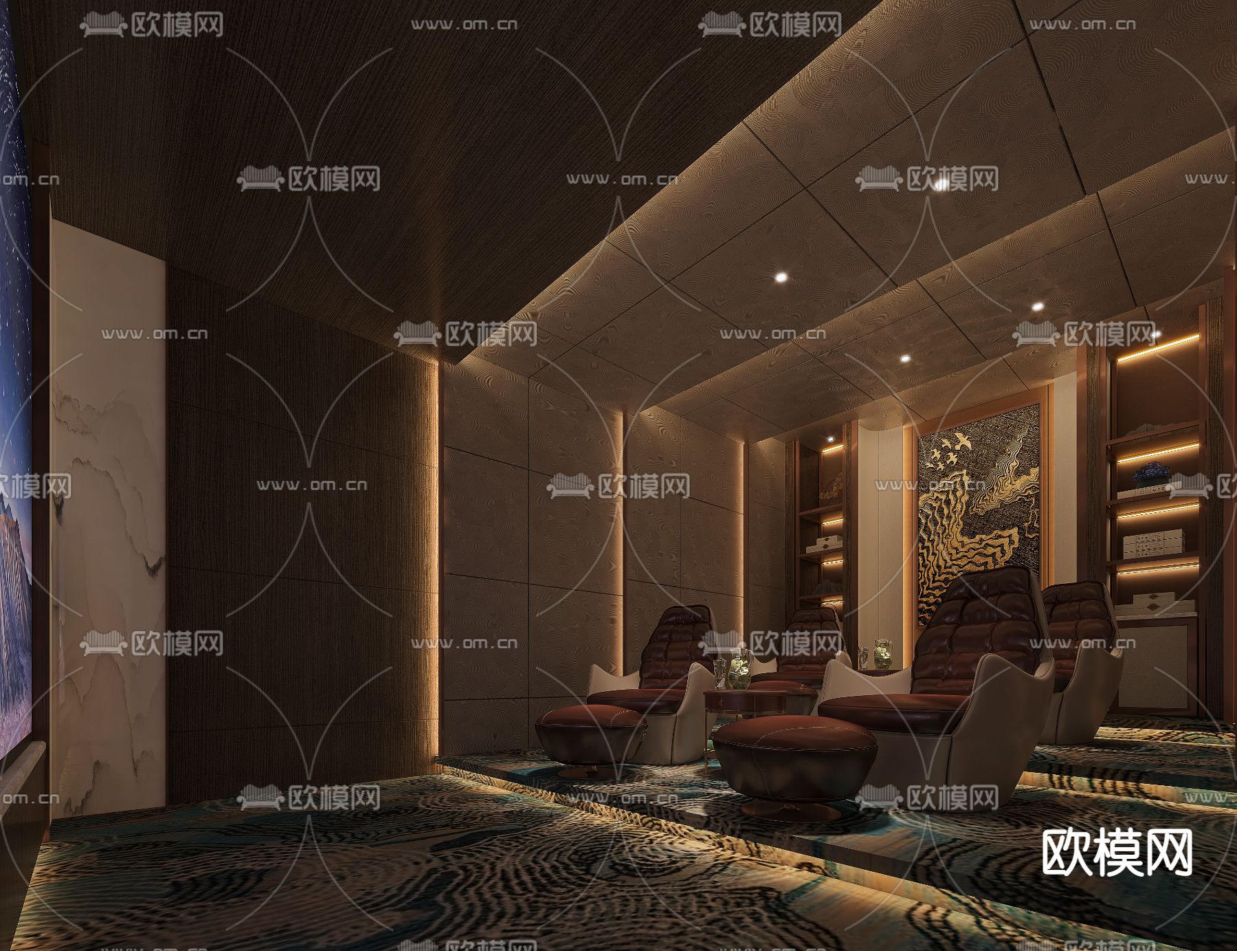现代影音室 视听室3d模型下载