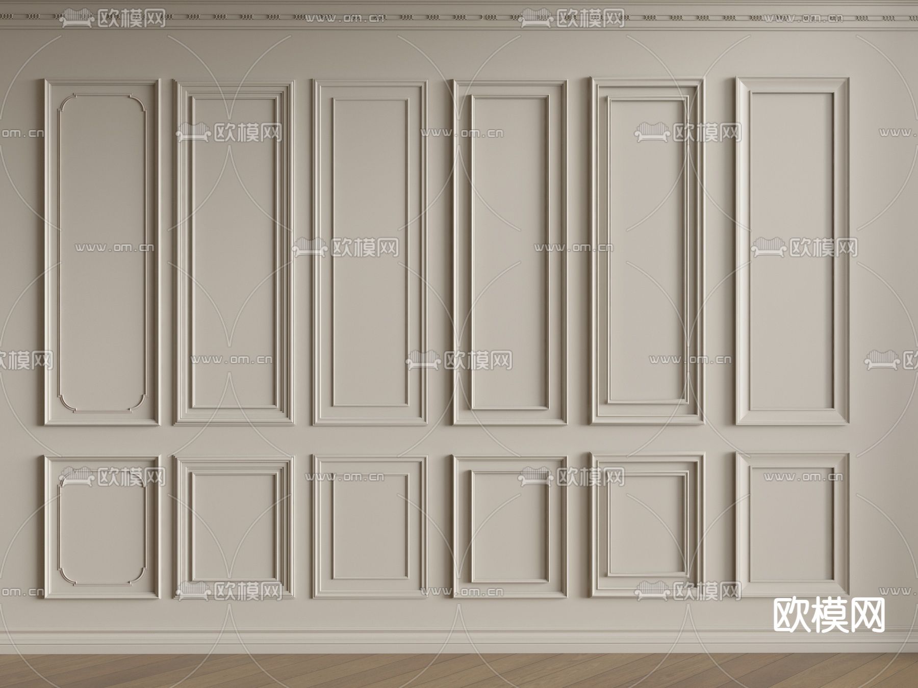 简欧护墙板 墙裙3d模型下载