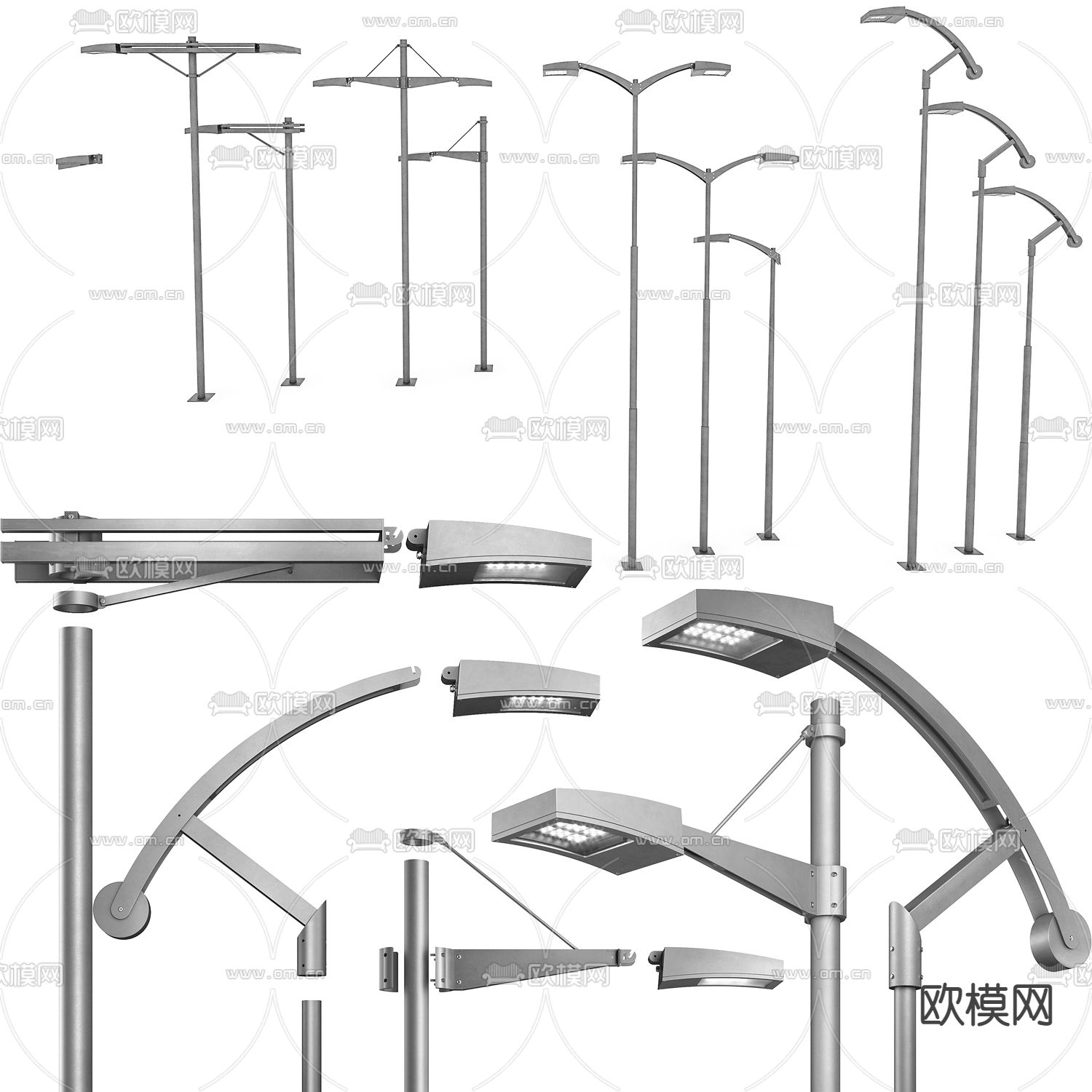 现代路灯 街灯3d模型下载（渲染图1）