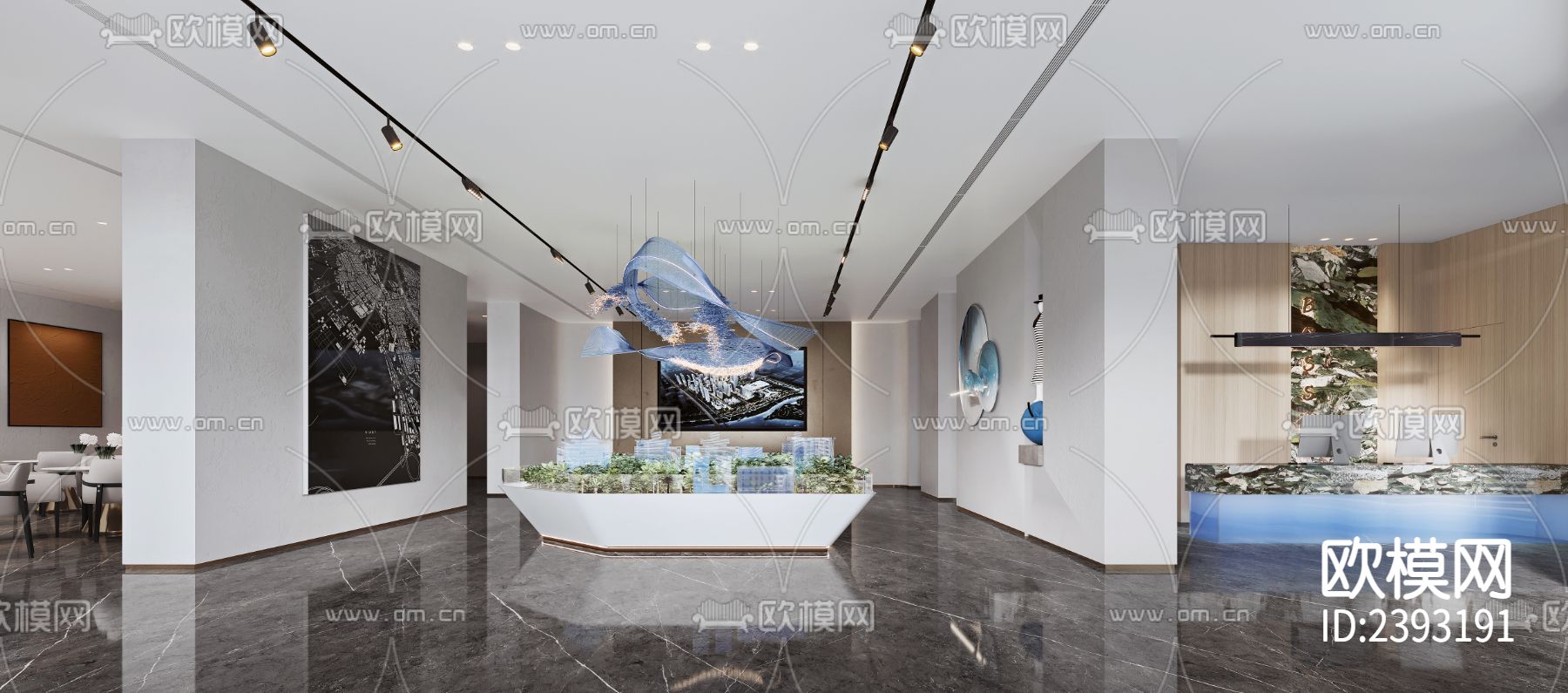 售楼处样板间CAD施工图下载（渲染图4）