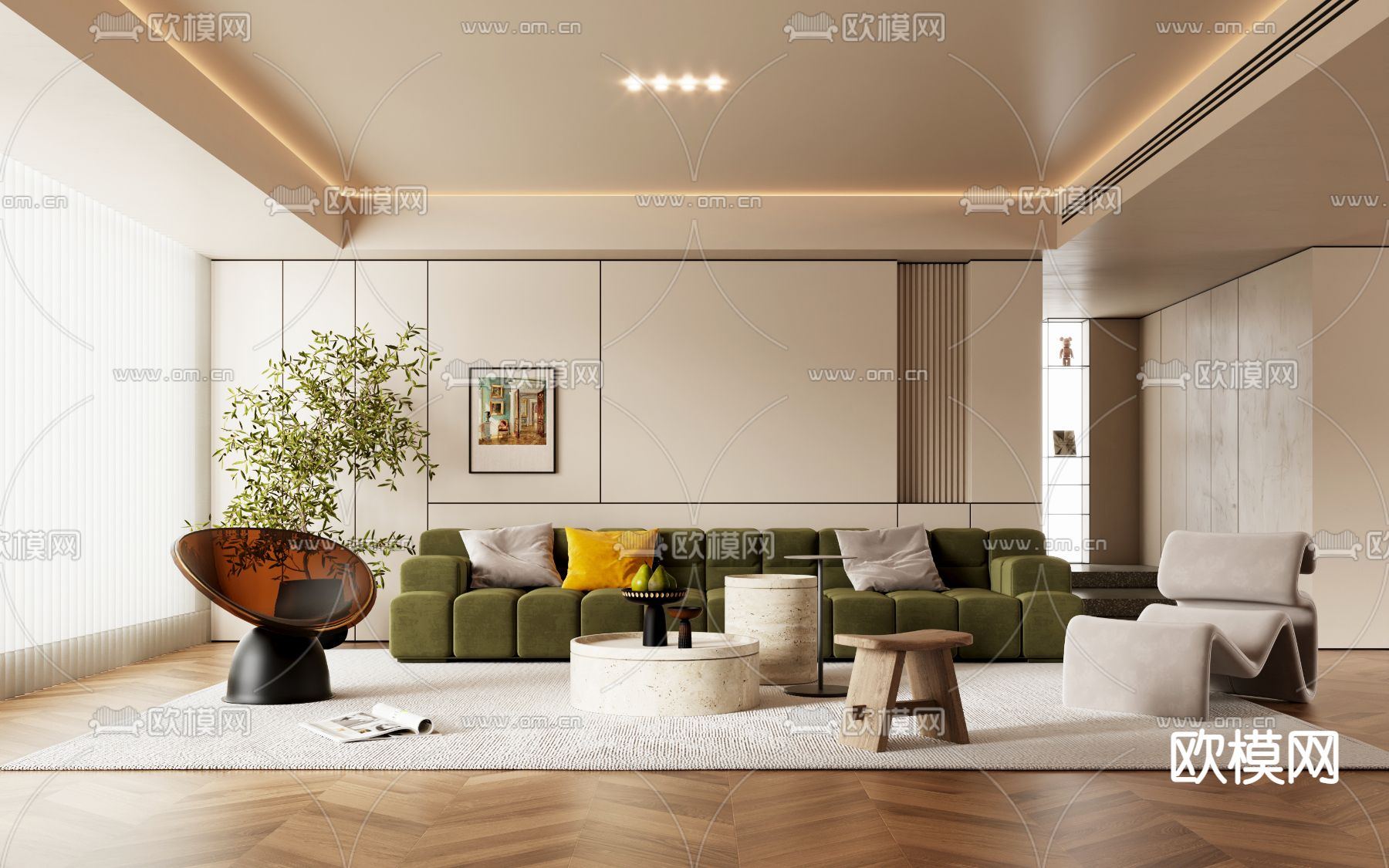 侘寂风客厅3d模型下载