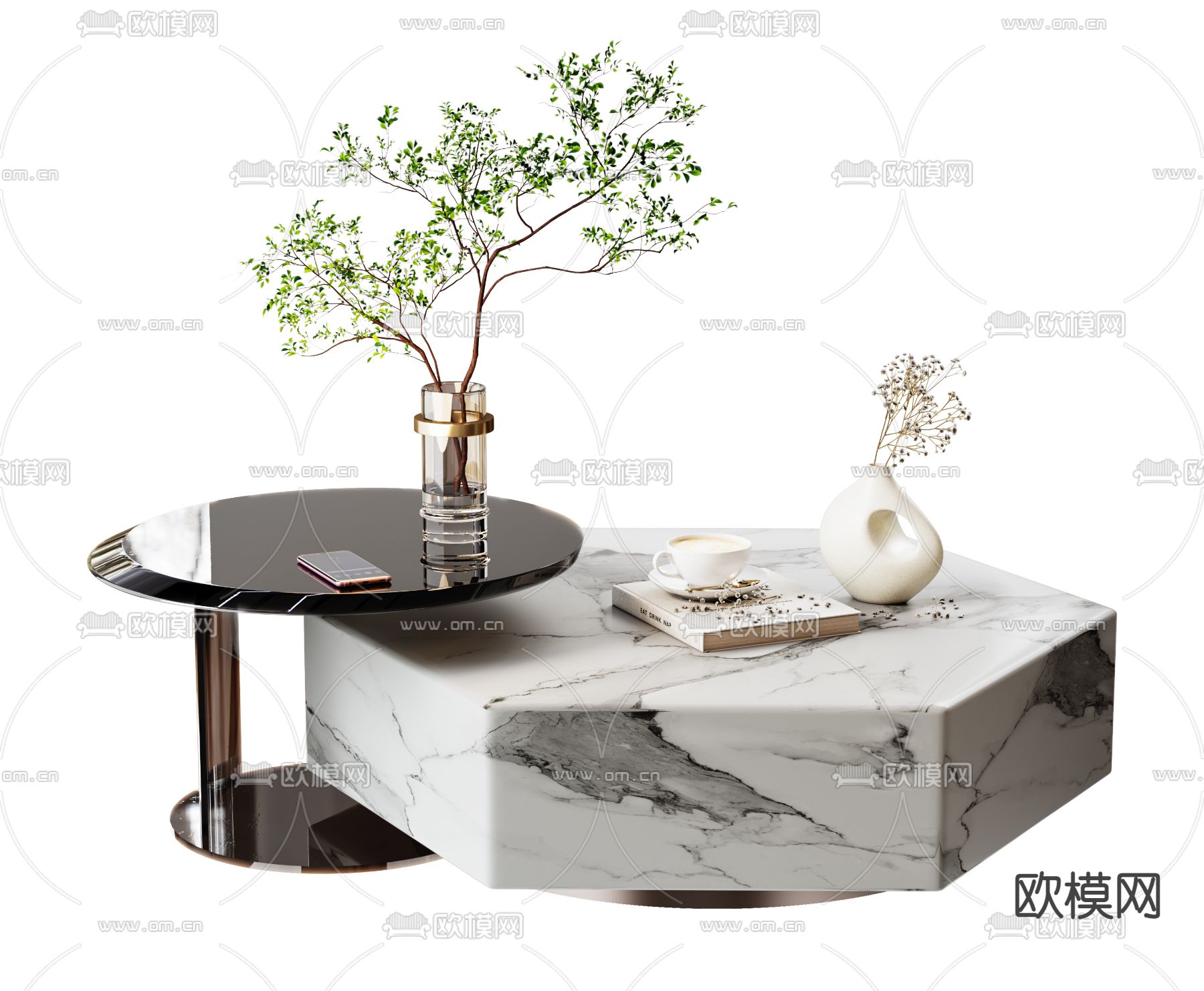 大理石子母茶几3d模型下载