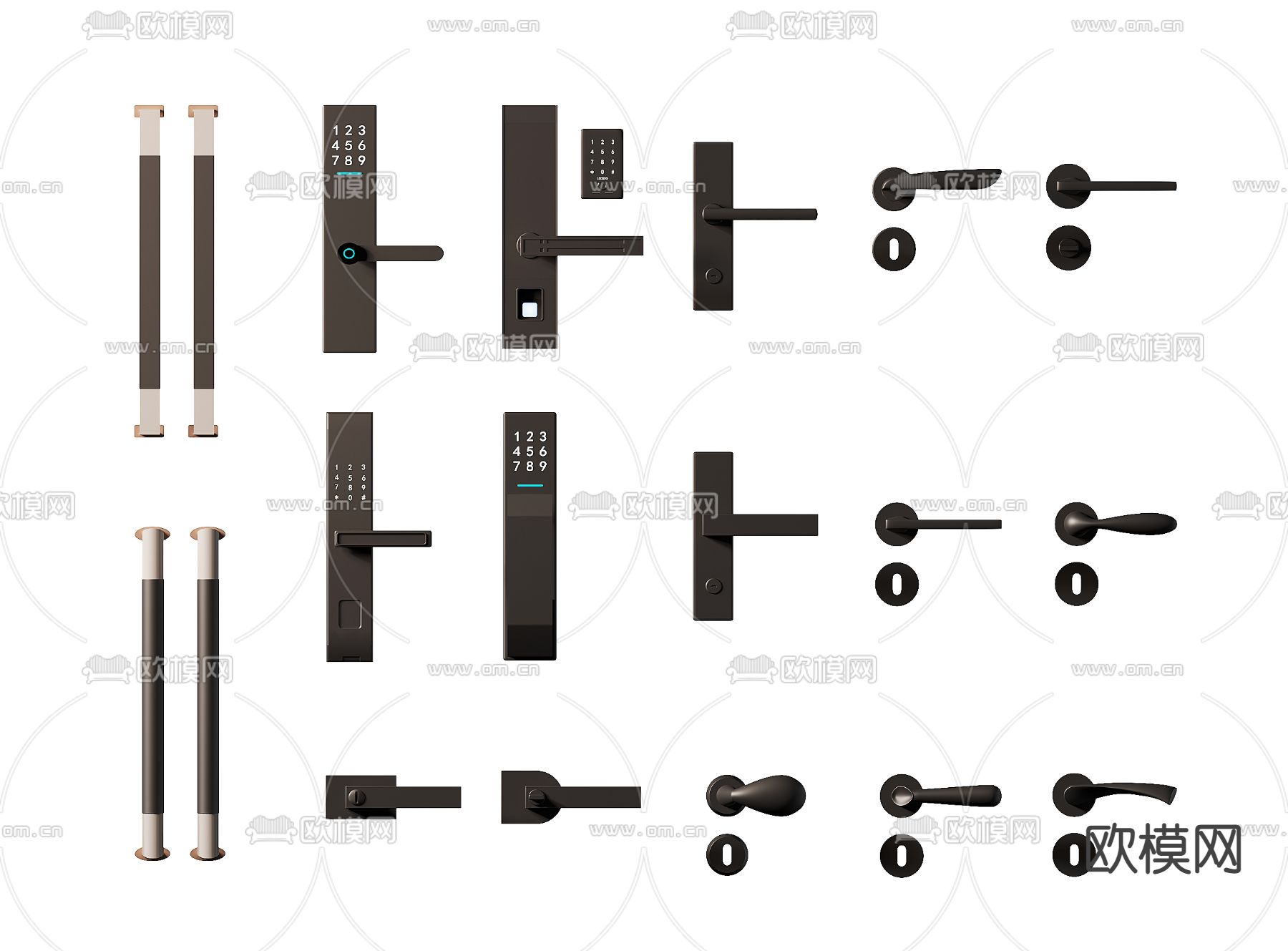 门锁 门把手 拉手3d模型下载