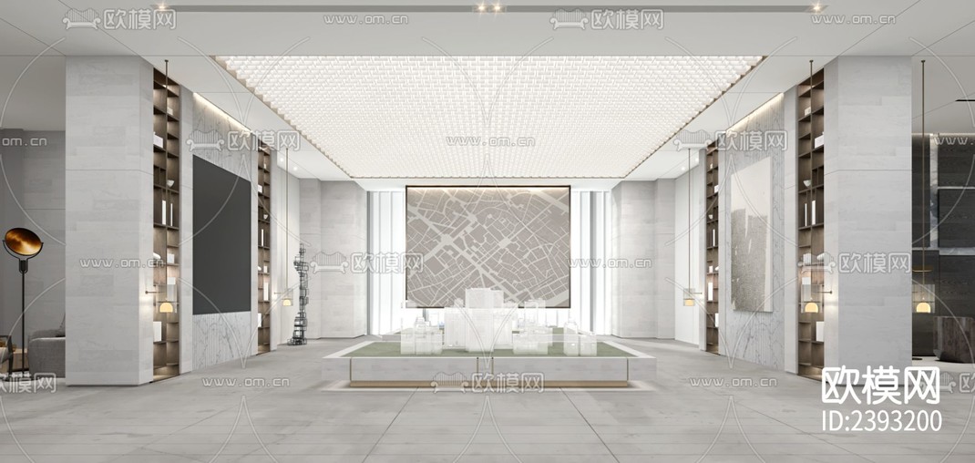 售楼处样板间CAD施工图-免费3dmax模型库-欧模网