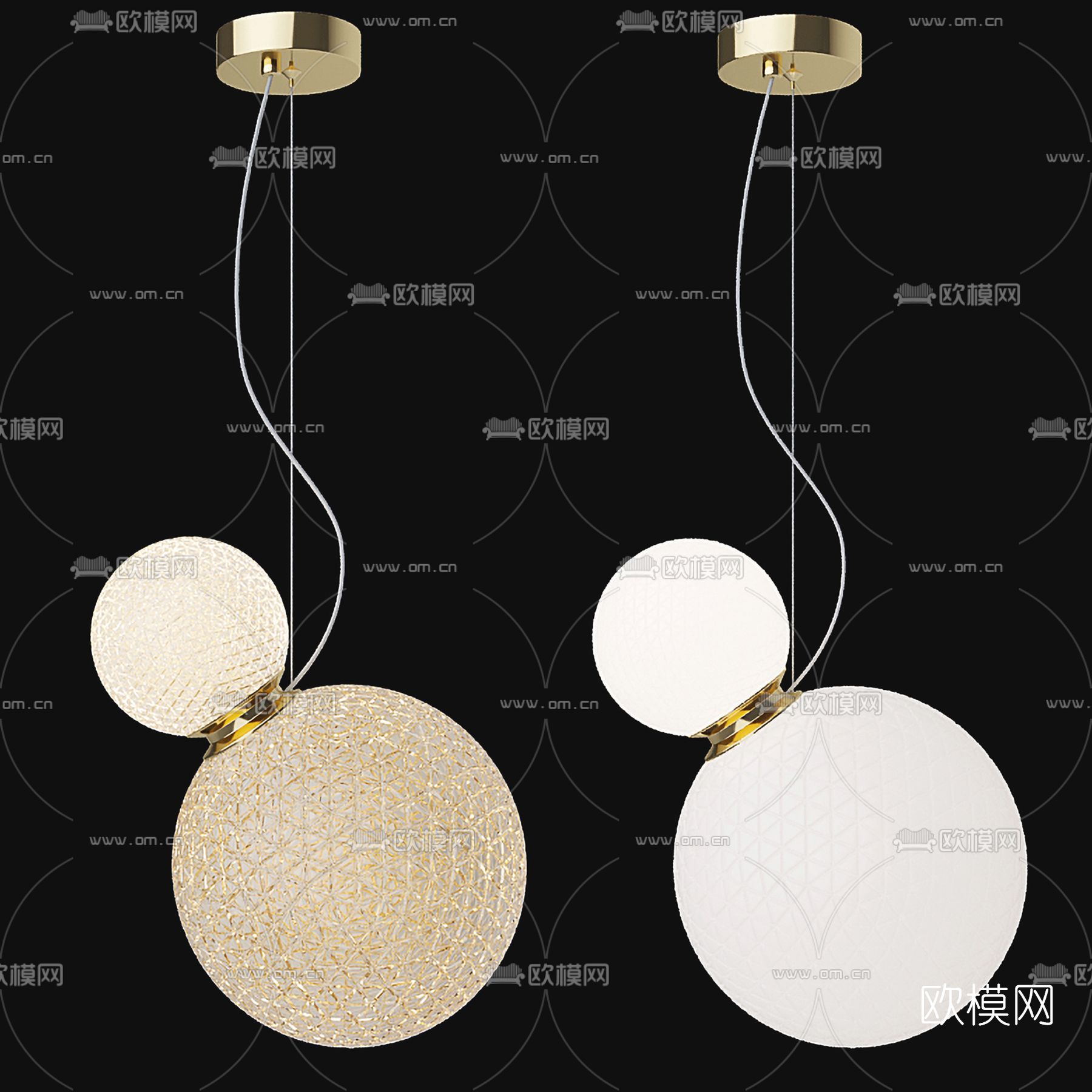 现代圆球吊灯3d模型下载