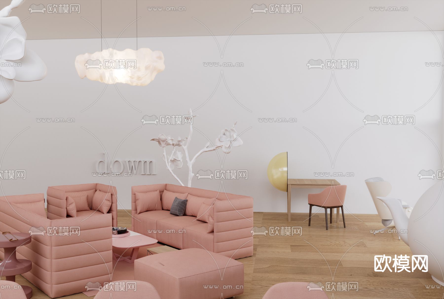 奶油风甜品店 奶茶店3d模型下载（渲染图2）