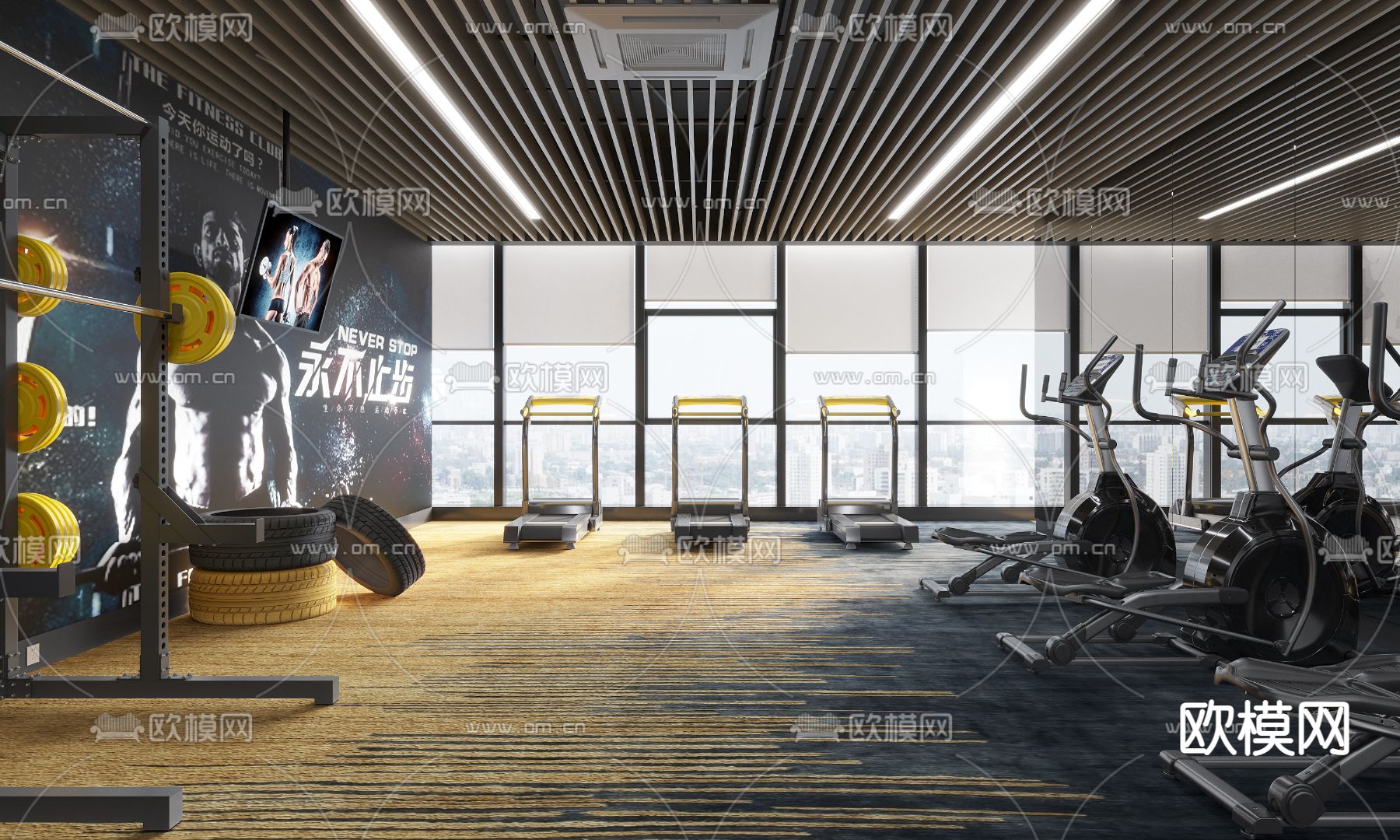 现代健身房3d模型下载