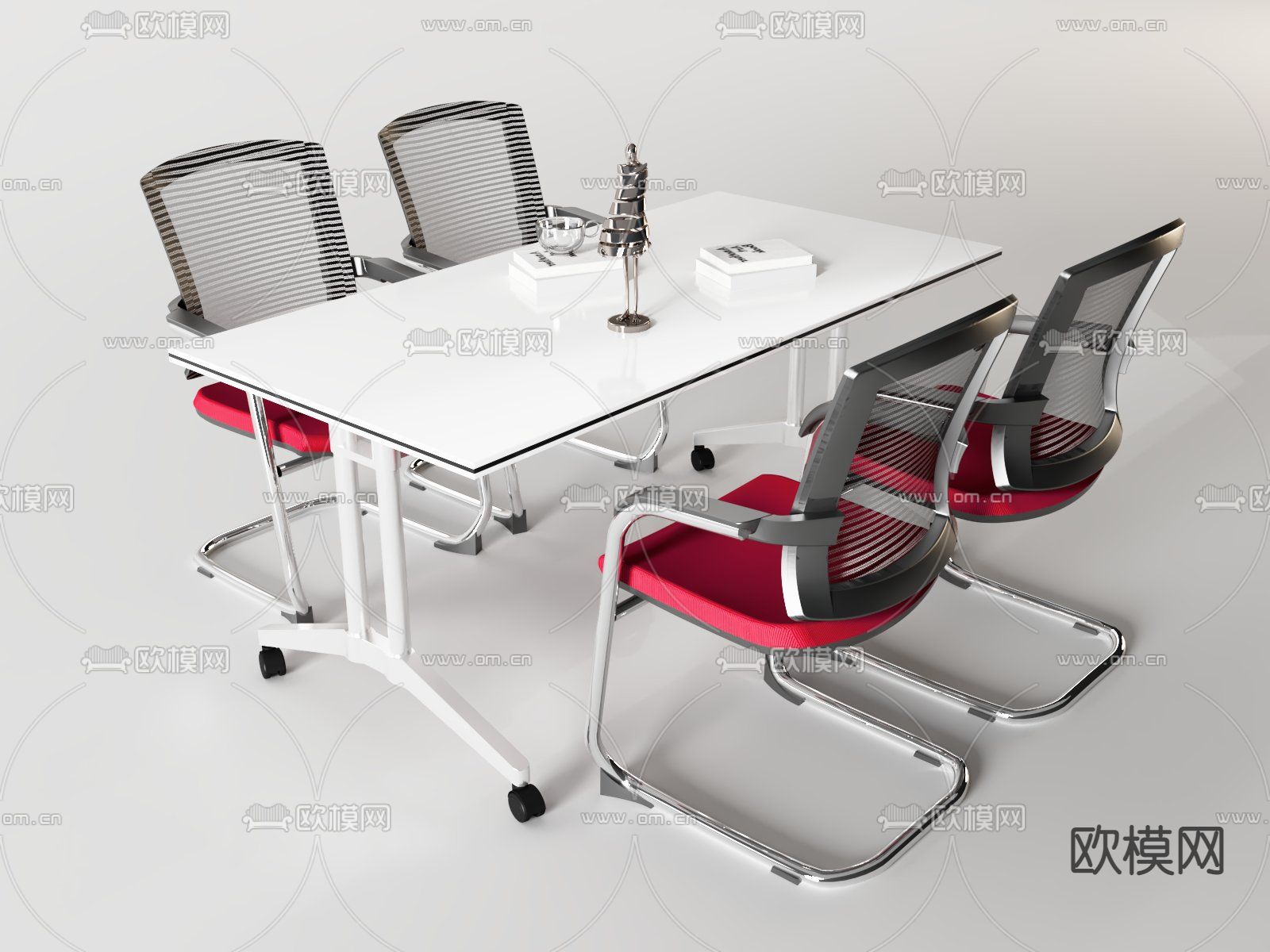 现代洽谈桌 小会议桌3d模型下载（渲染图1）