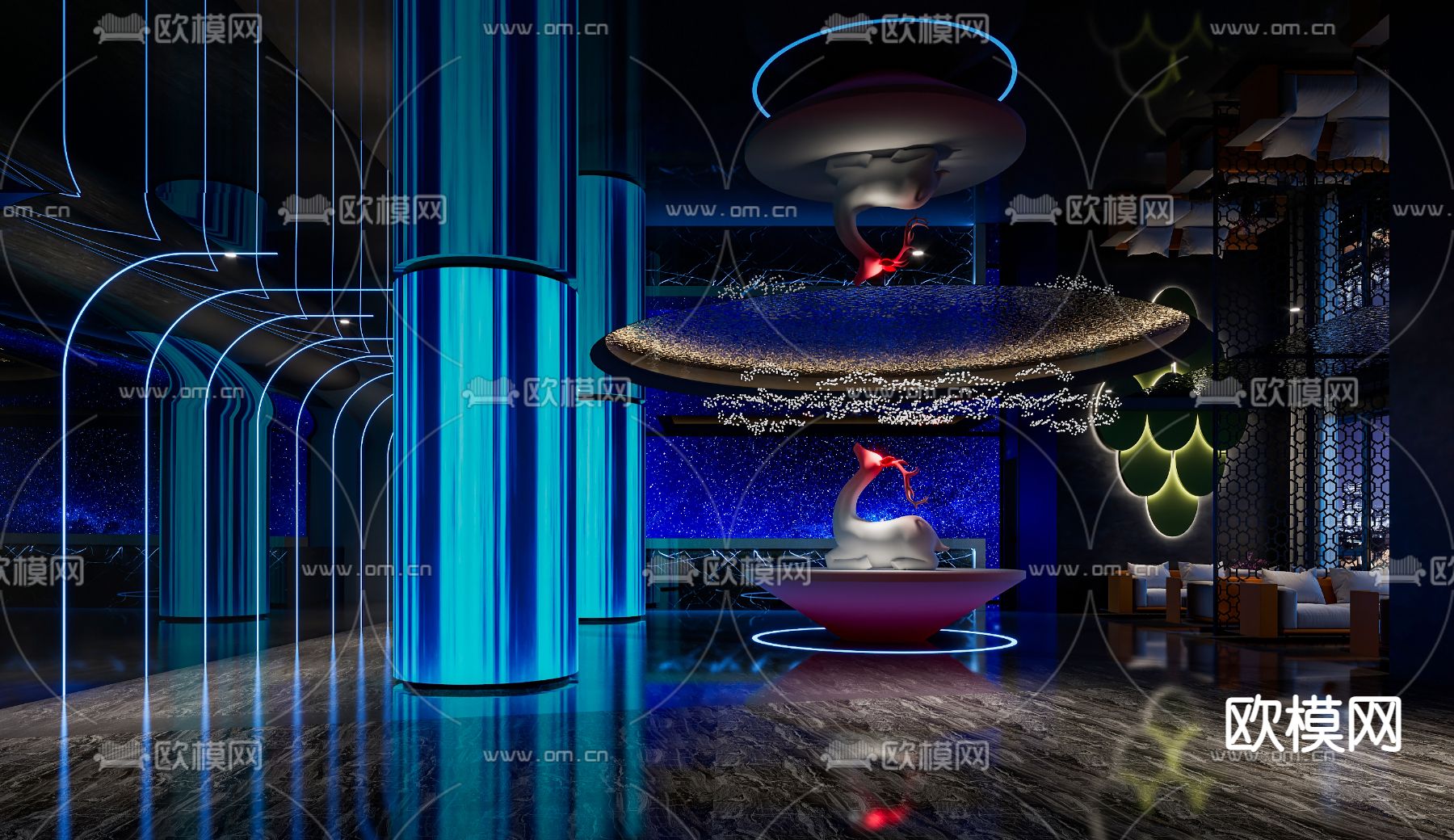 足浴店 沐足阁 水会3d模型下载（渲染图1）