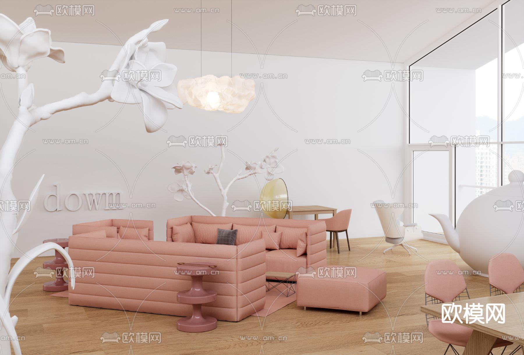 奶油风甜品店 奶茶店3d模型下载（渲染图1）