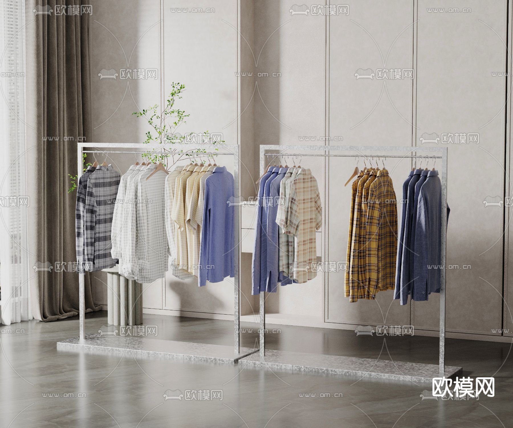 侘寂风衣服 衣架3d模型下载