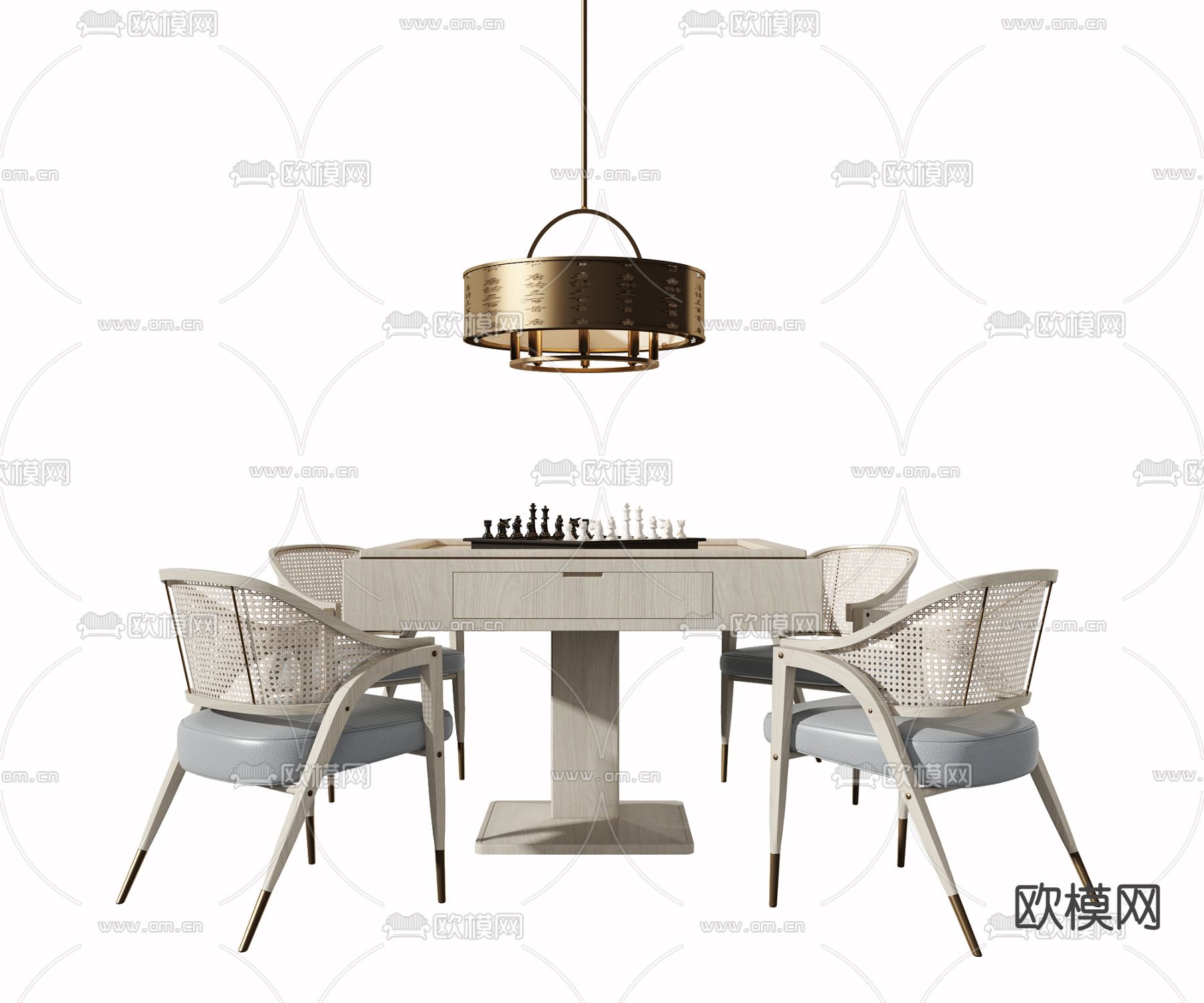 新中式麻将桌 棋牌桌3d模型下载