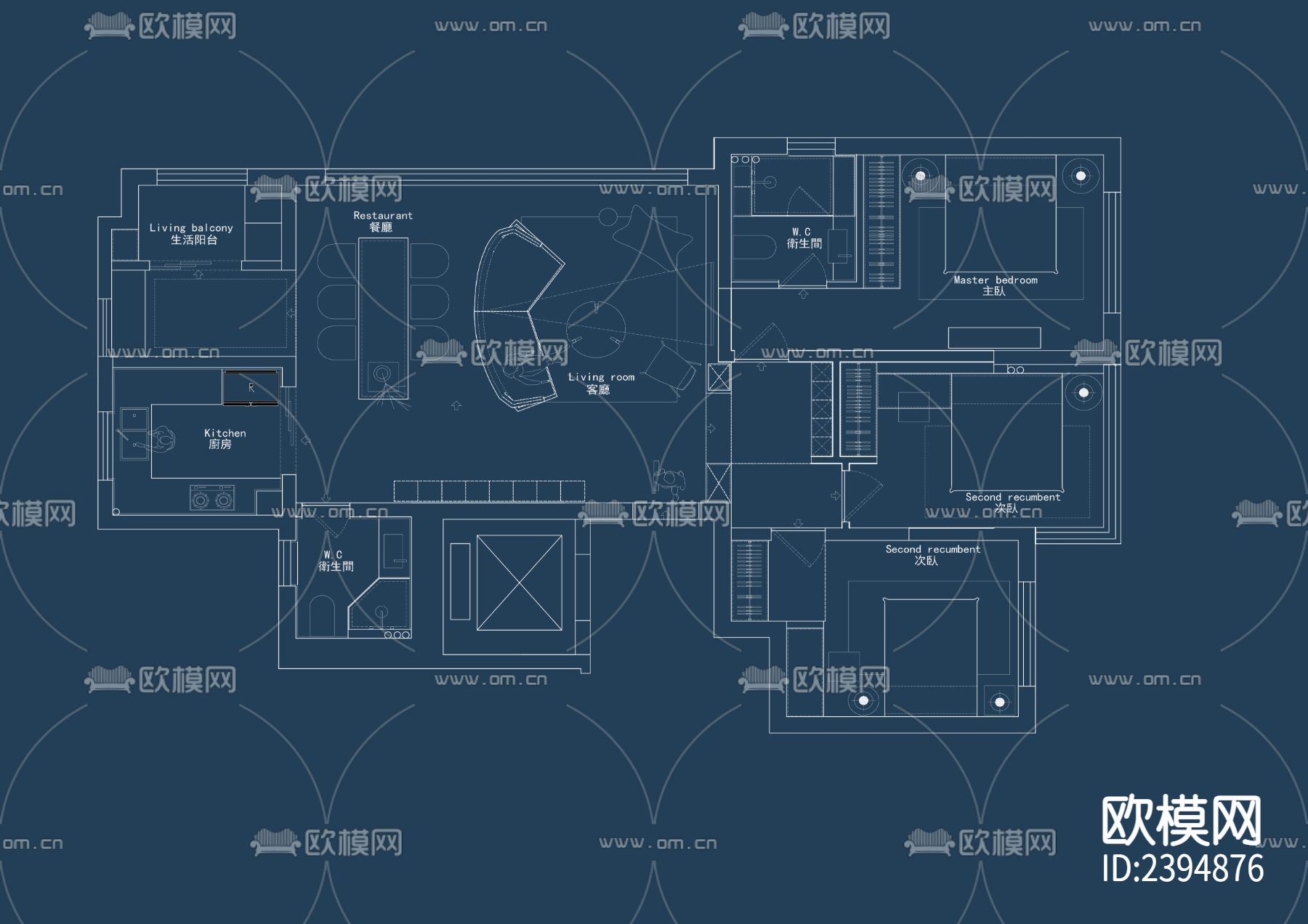 家装户型平面设计cad施工图下载