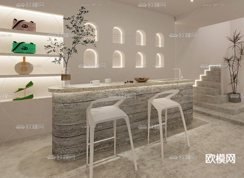 服装店 接待台3d模型下载(渲染图1)