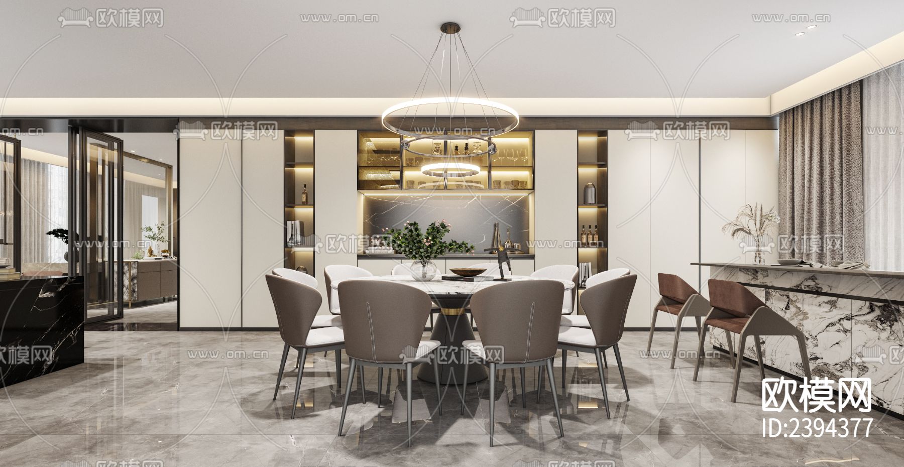 别墅样板间cad施工图下载（渲染图7）