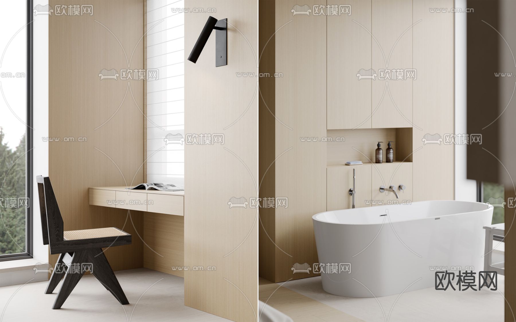 现代酒店套房 客房su模型下载（渲染图2）