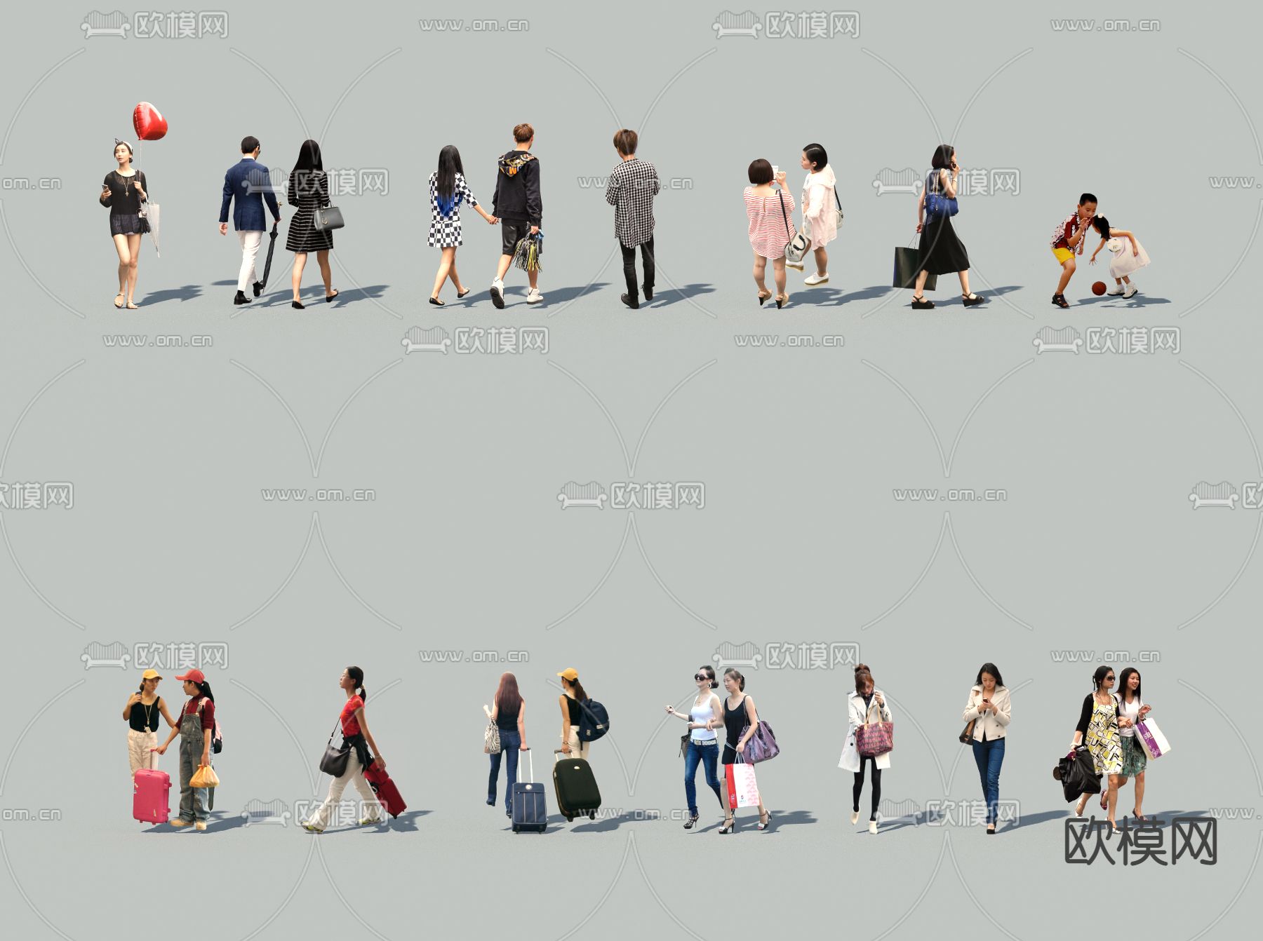 现代2D人物su模型下载（渲染图3）