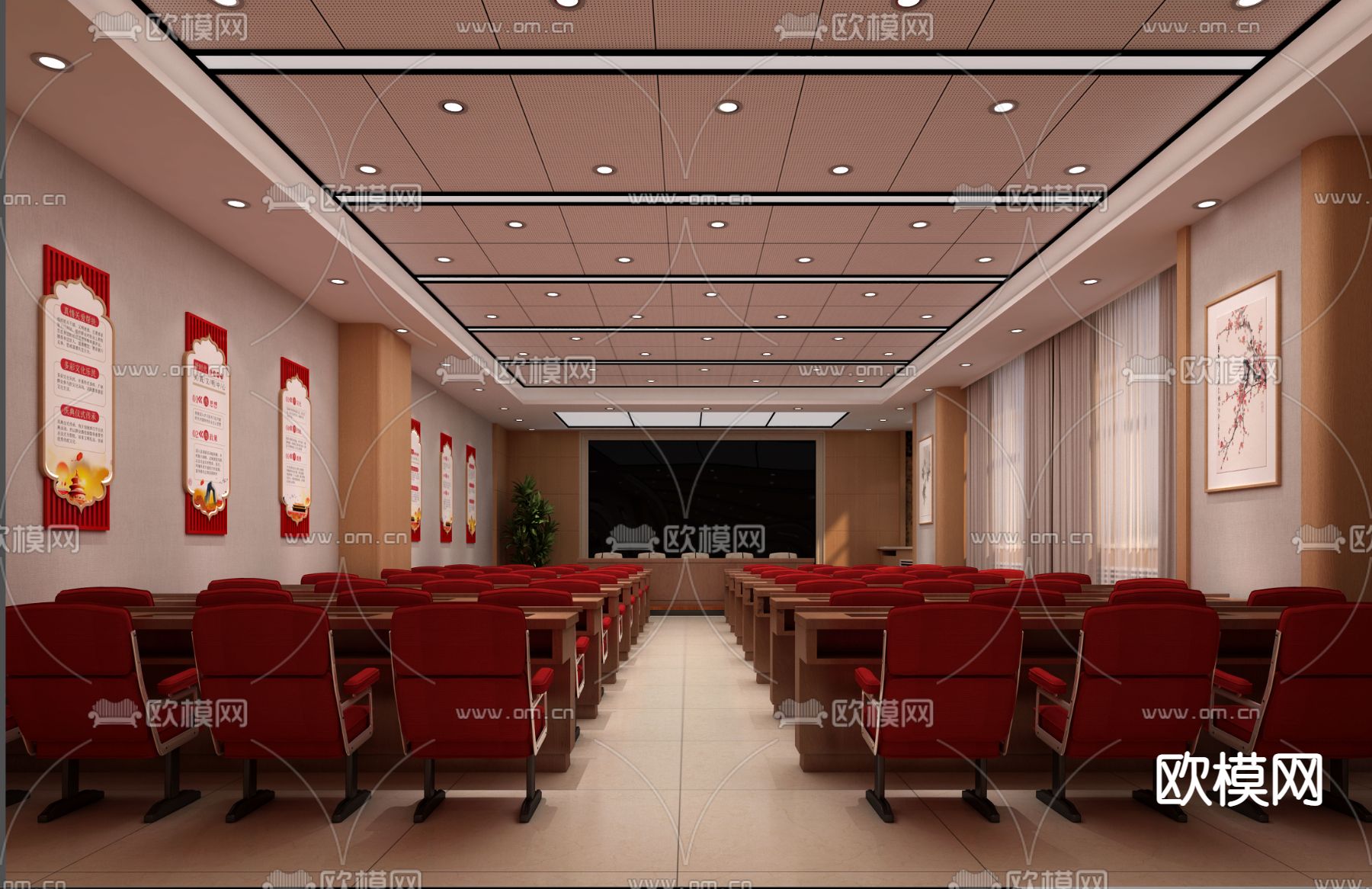 现代教学室免费3d模型下载（渲染图1）